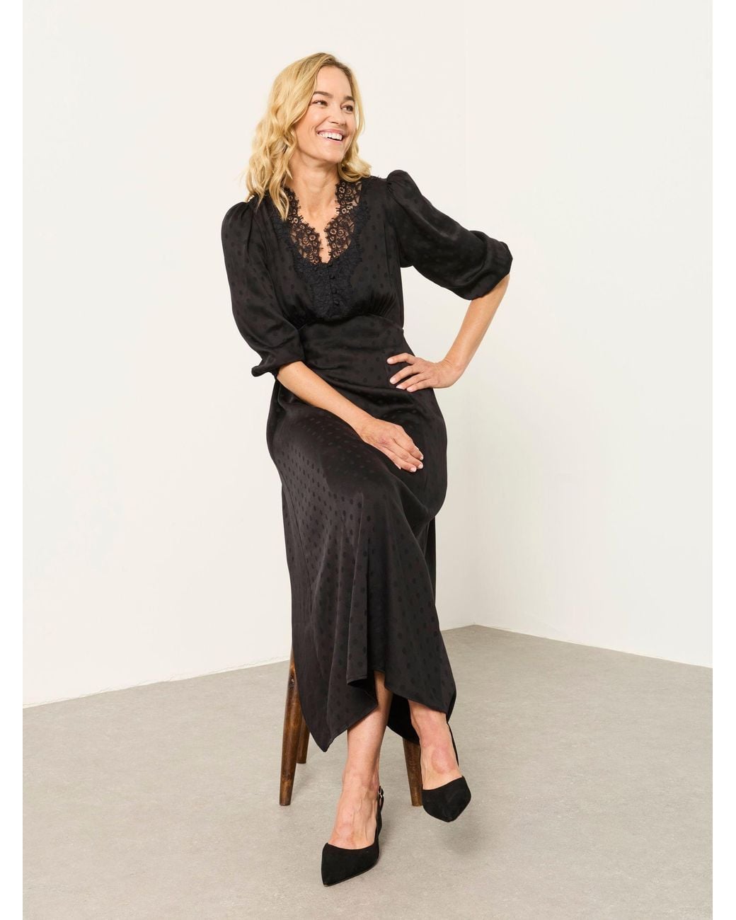 FatFace Black Libby Midi Dress