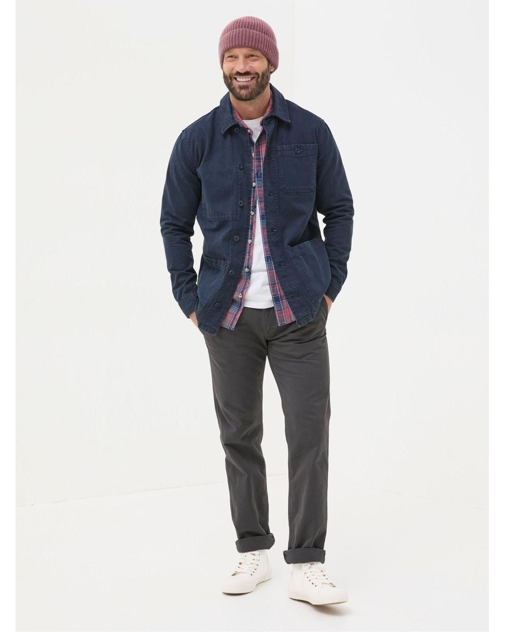 FatFace Blue Canvas Worker Jacket for men