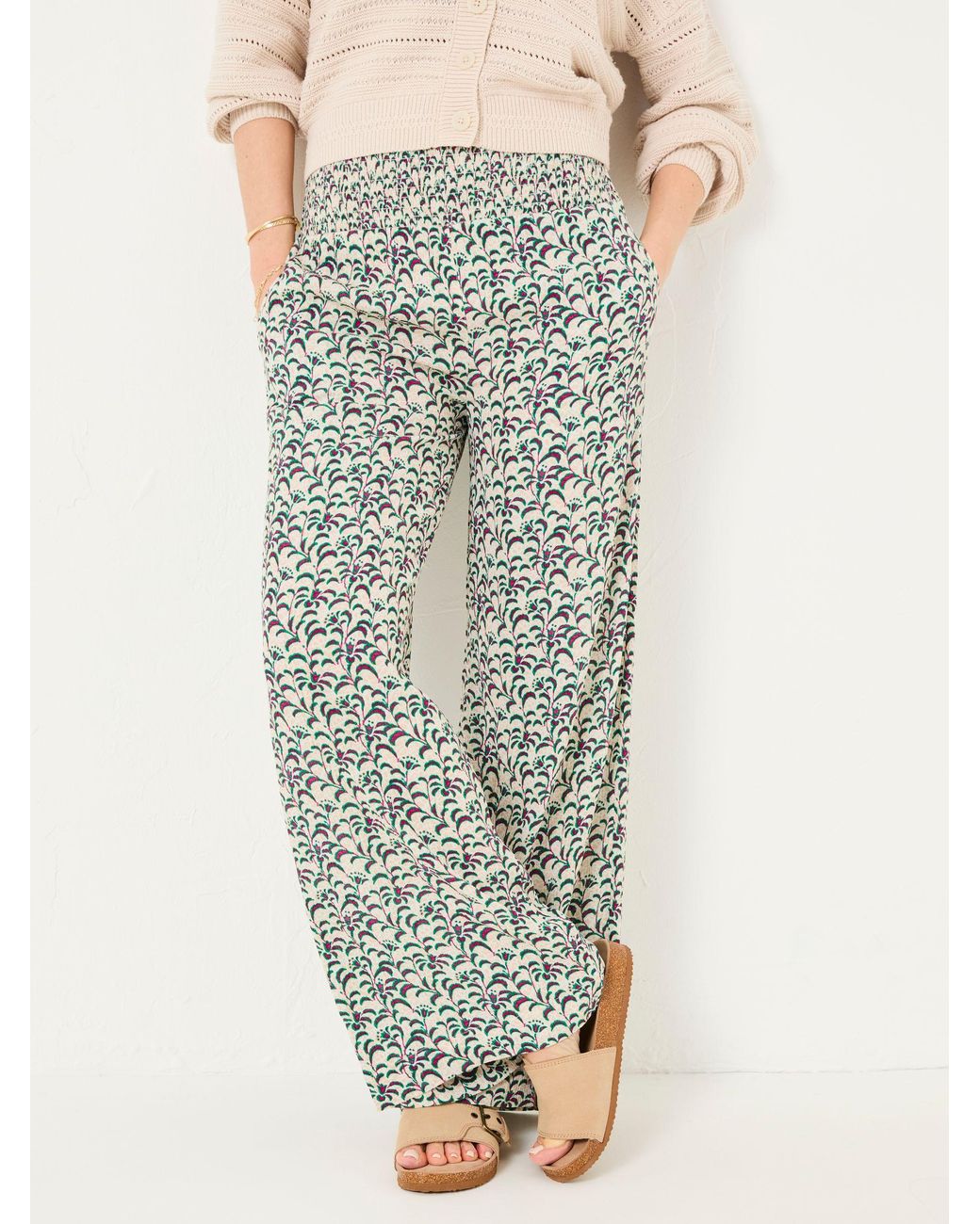 FatFace Multicolor Shirred Palazzo Trousers