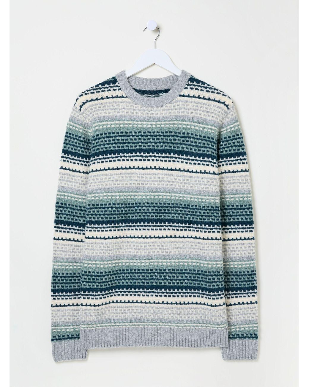 FatFace Gray Calder Stripe Knitted Jumper for men