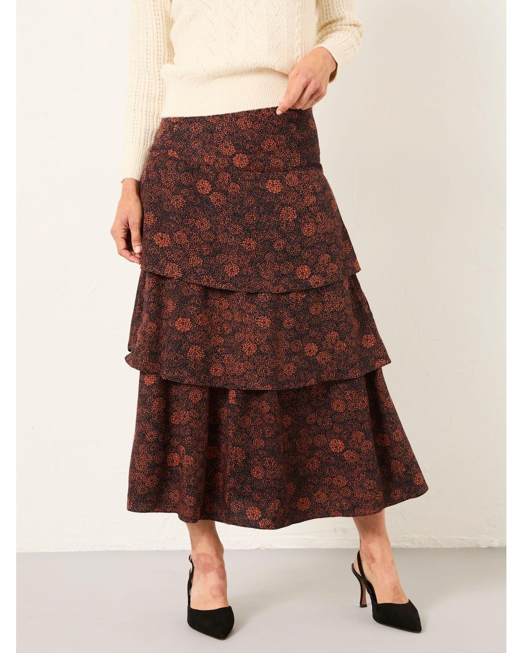 FatFace Brown Tonia Midi Skirt
