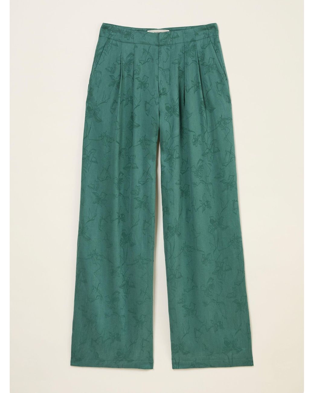 FatFace Green Kingston Printed Satin Trousers