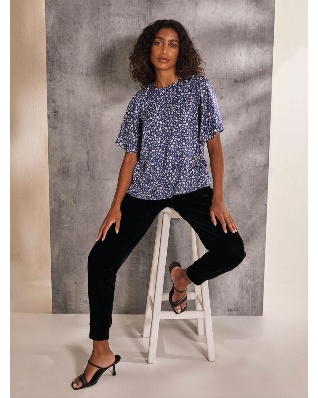 FatFace Blue Alba Mark Make Top