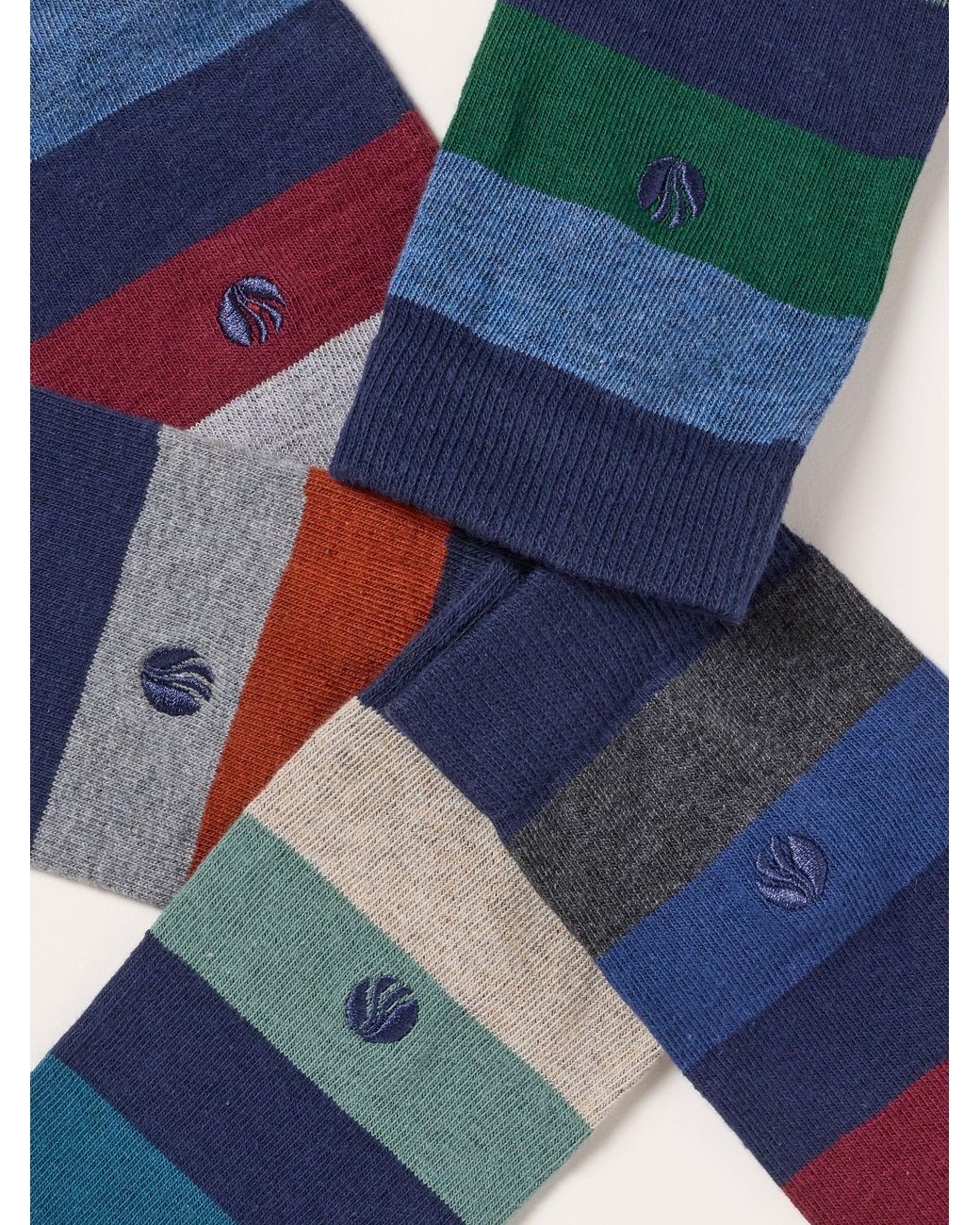 FatFace Blue Fatface 5 Pack Multi Colour Striped Socks for men