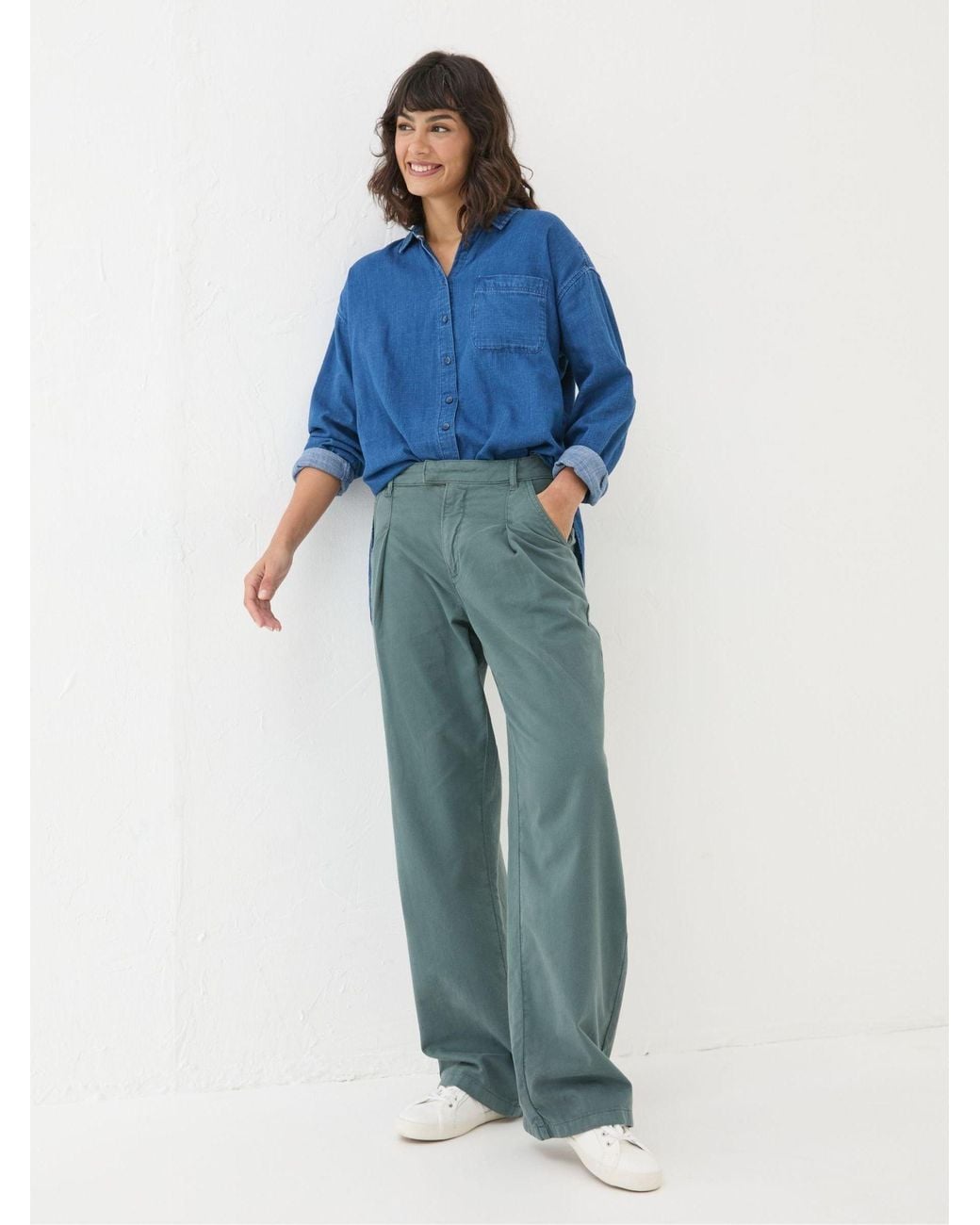 FatFace Blue Saffron Wide Leg Trousers