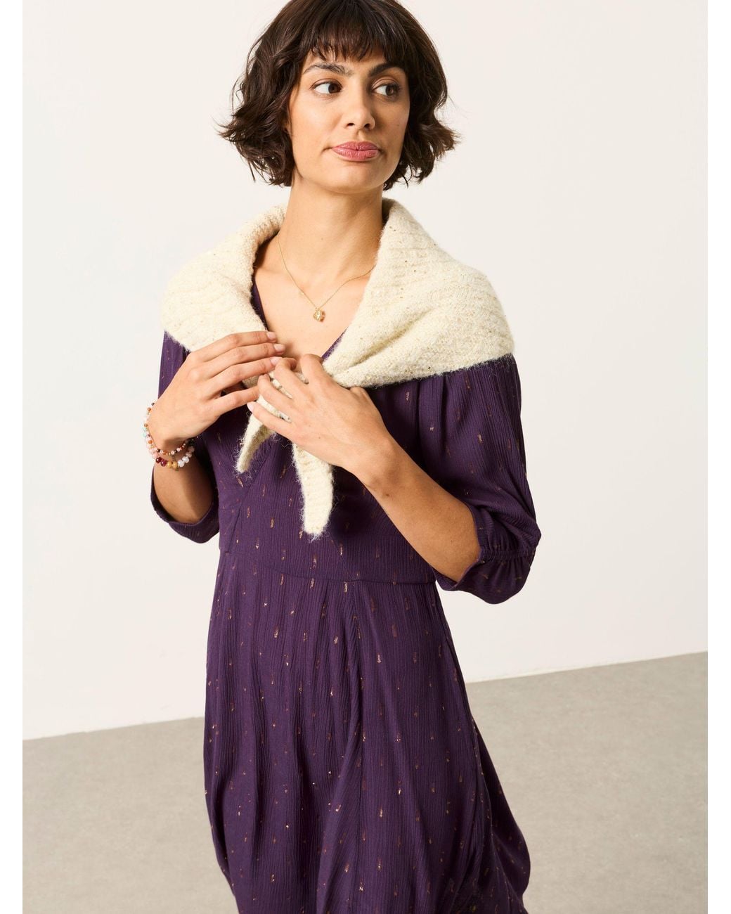 FatFace Purple Anya Petite Spot Dress