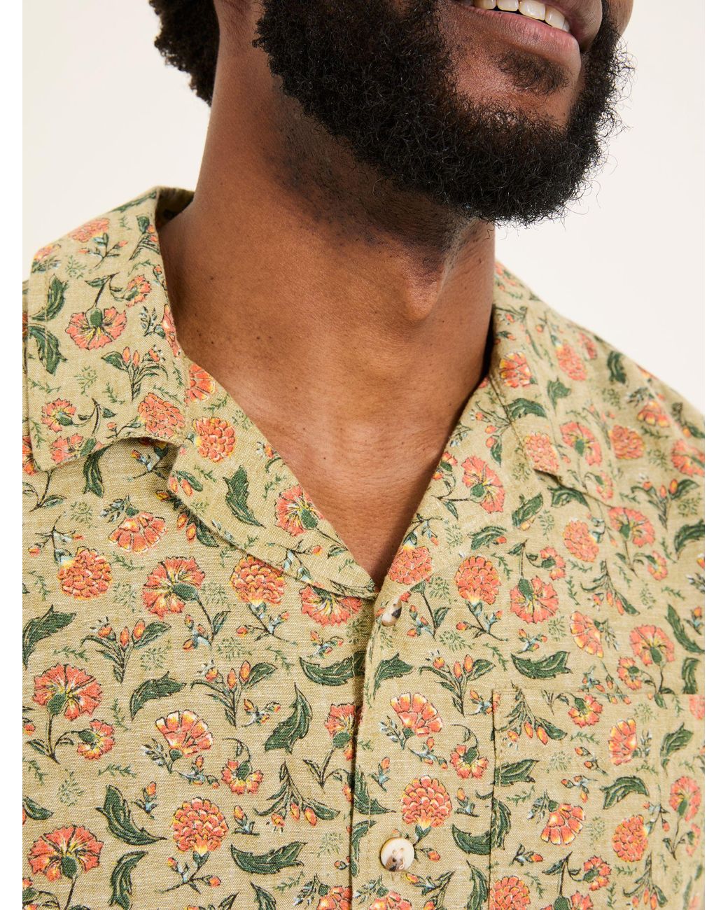 FatFace Brown Short Sleeve Bloom Print Shirt for men