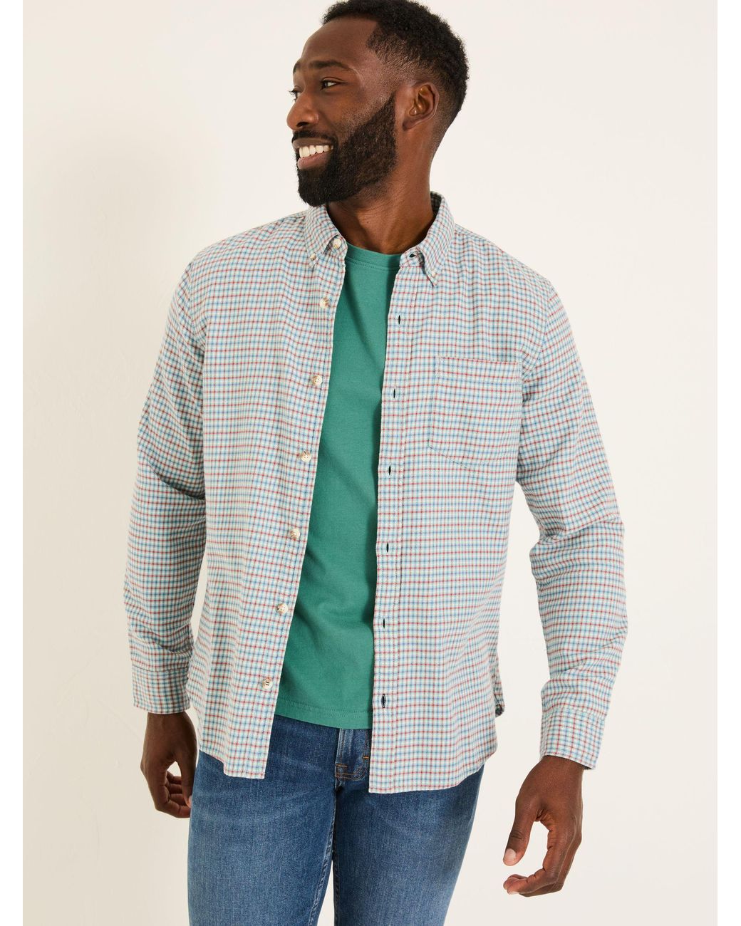 FatFace Blue Bath Long Sleeve Check Shirt for men