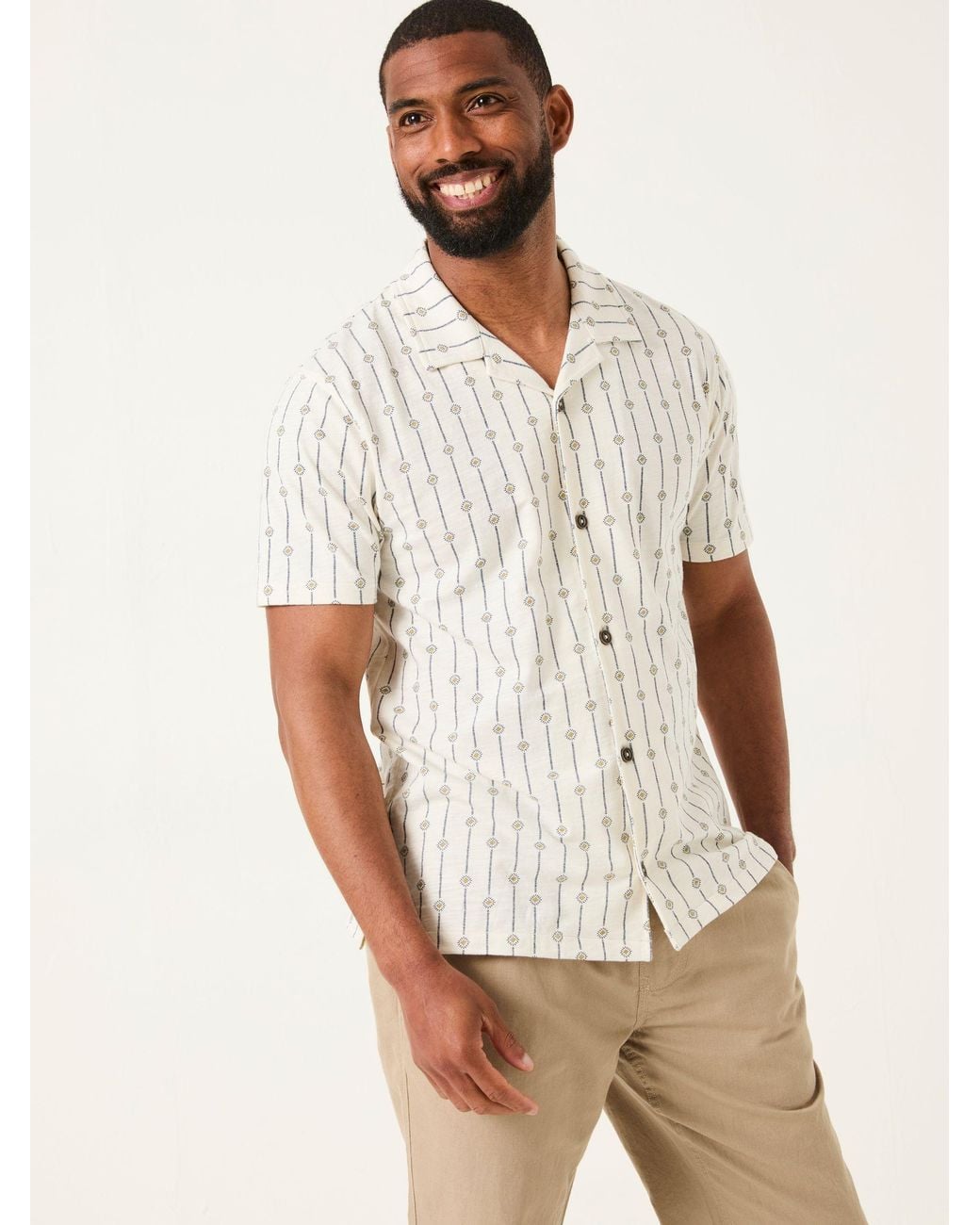 FatFace Natural Truro Short Sleeve Jersey Shirt for men