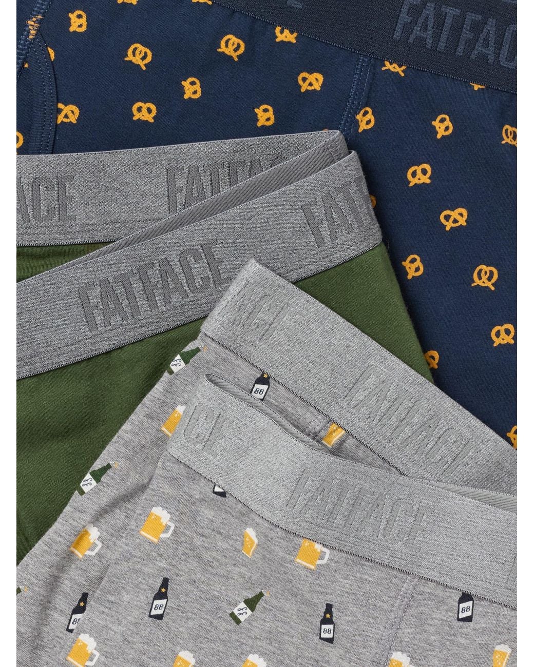 FatFace Blue Fatface 3 Pack/ Print Boxers for men