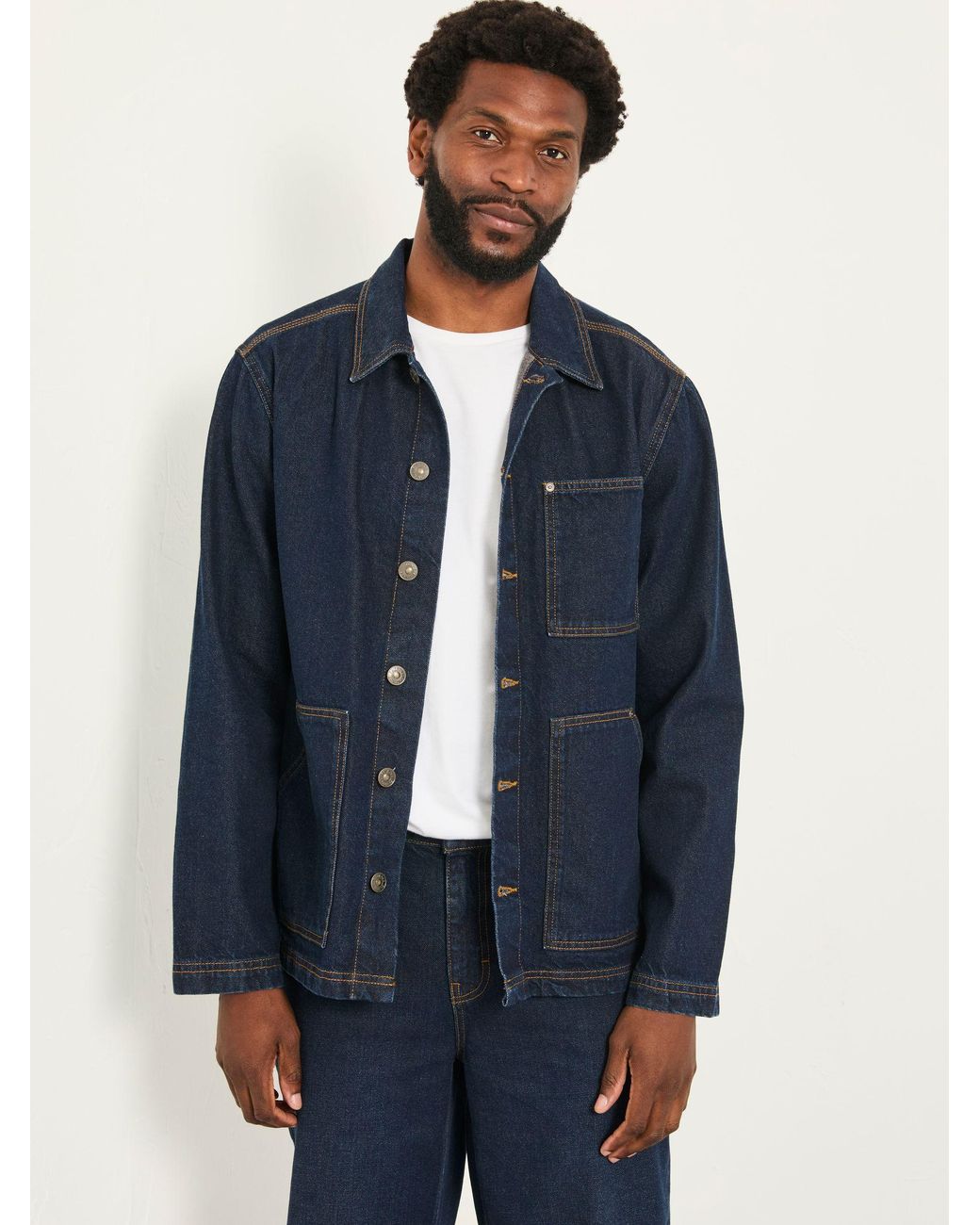 FatFace Black Denim Worker Jacket for men