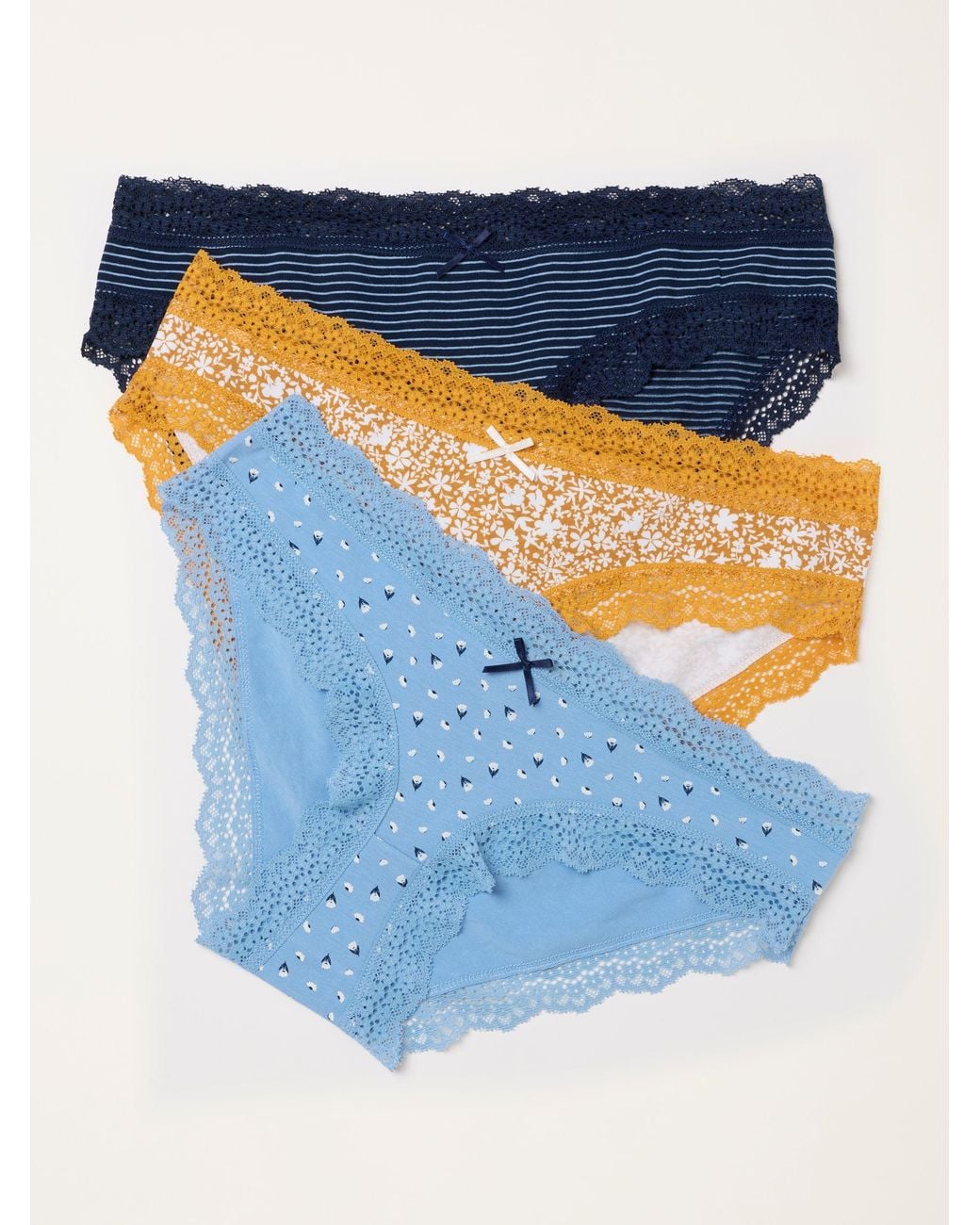 FatFace Blue Fatface 3 Pack Of Lace Knickers