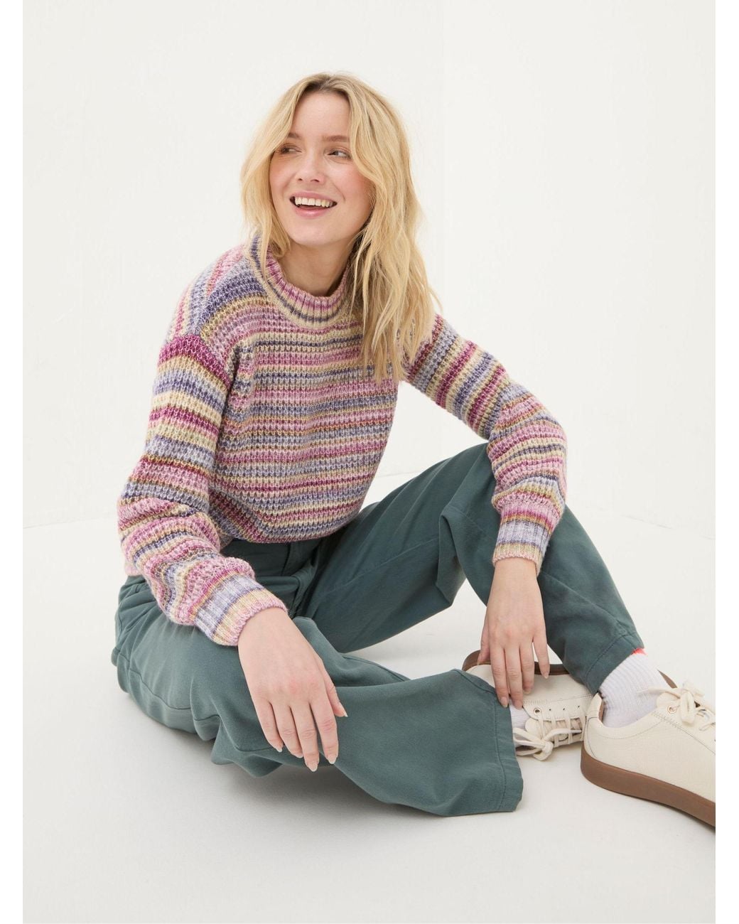 FatFace Pink Camille Stripe Jumper