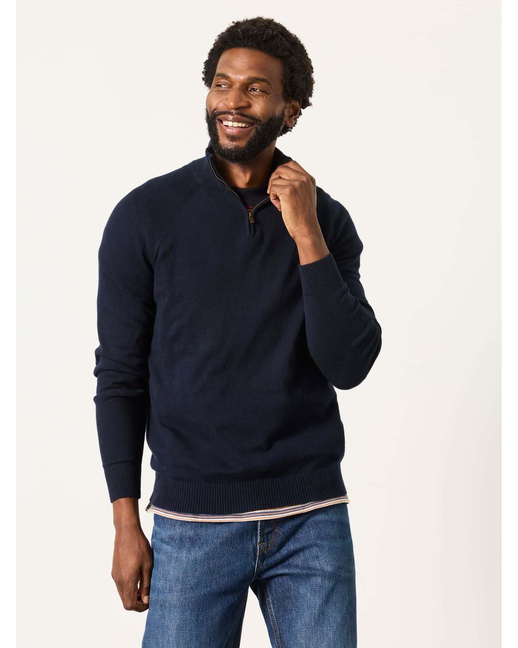 FatFace Blue Rye Quarter Zip Knitted Jumper for men