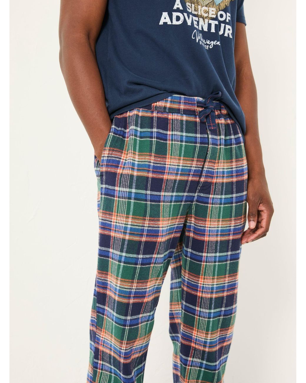 FatFace Blue Milburn Check Pyjama Bottoms for men