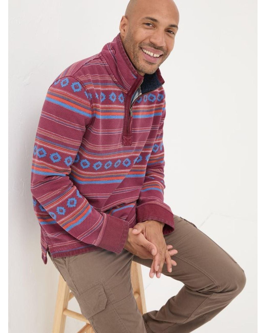 FatFace Pink Airlie Pattern Sweatshirt for men