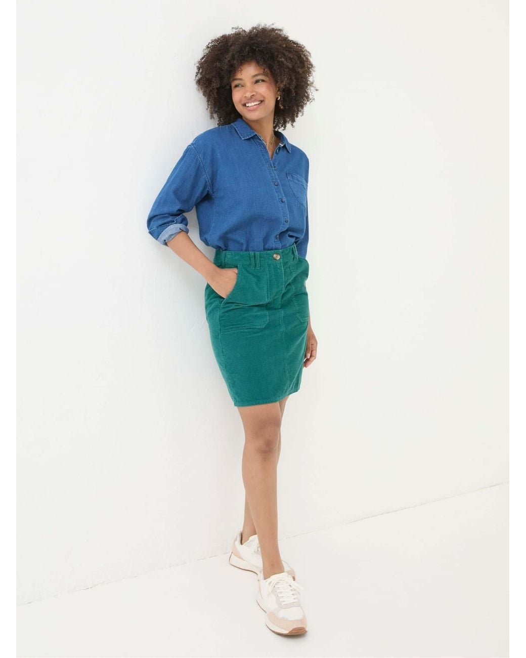 FatFace Blue Chesil Cord Skirt