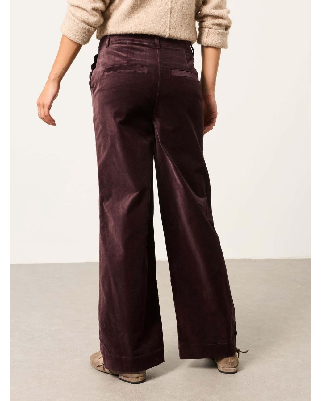 FatFace Brown Hove Velvet Wide Leg Trousers