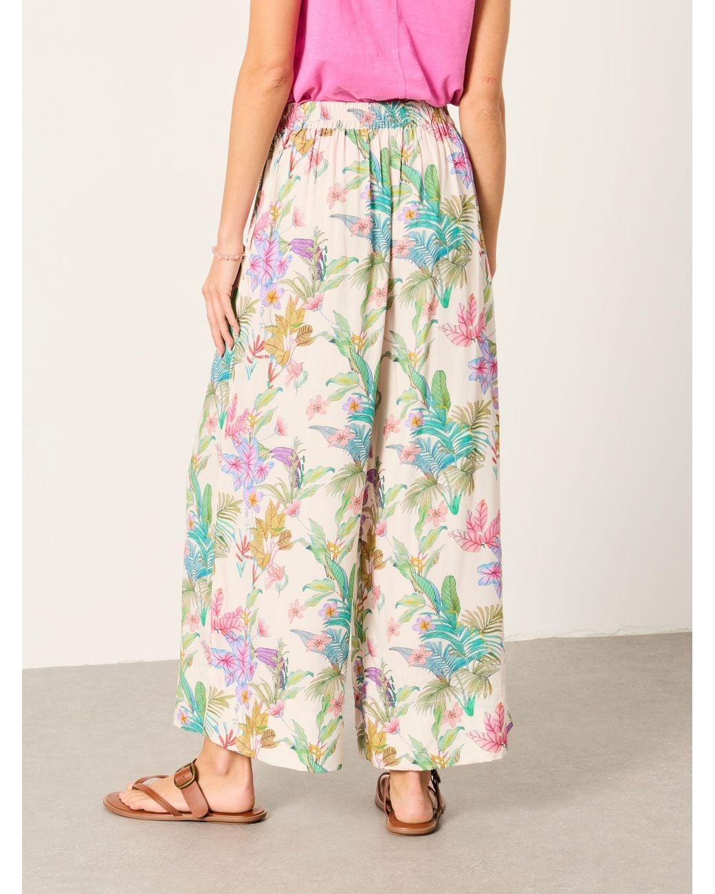 FatFace Pink Eliza Wide Leg Cropped Trouser