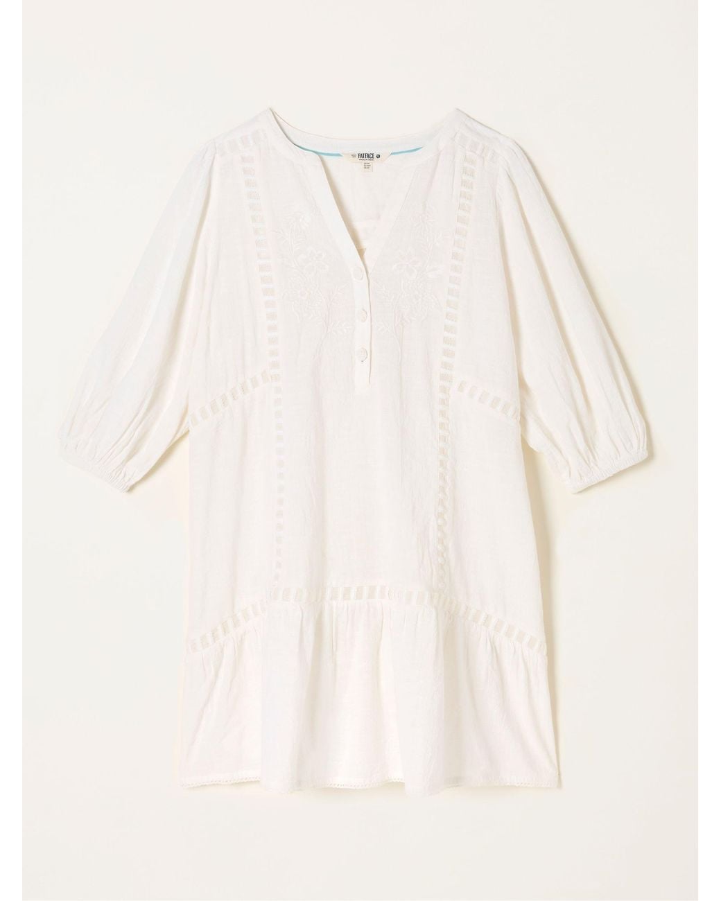 FatFace White Beachwear Embroidered Mini Dress