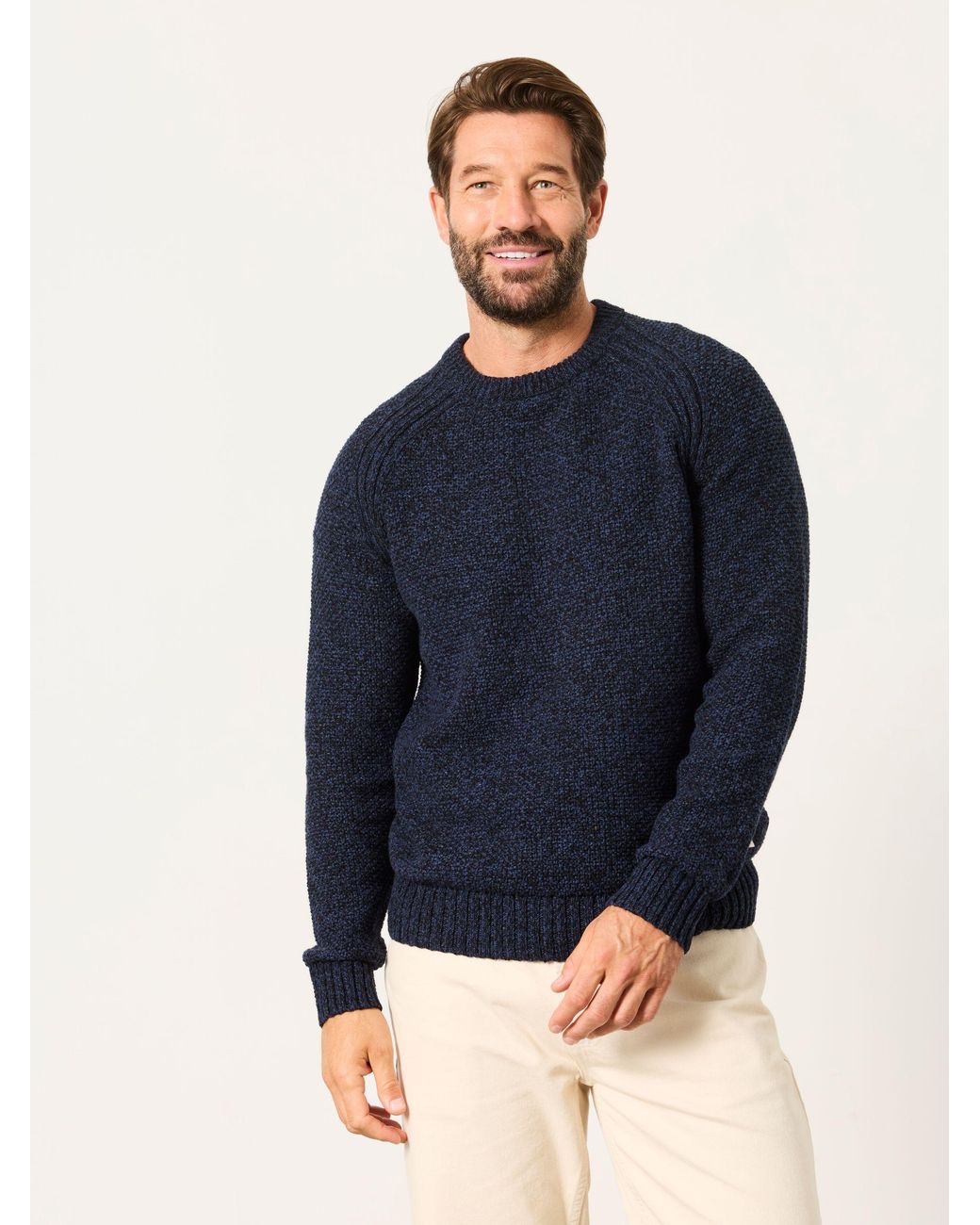 FatFace Blue Penton Crew Neck Jumper for men