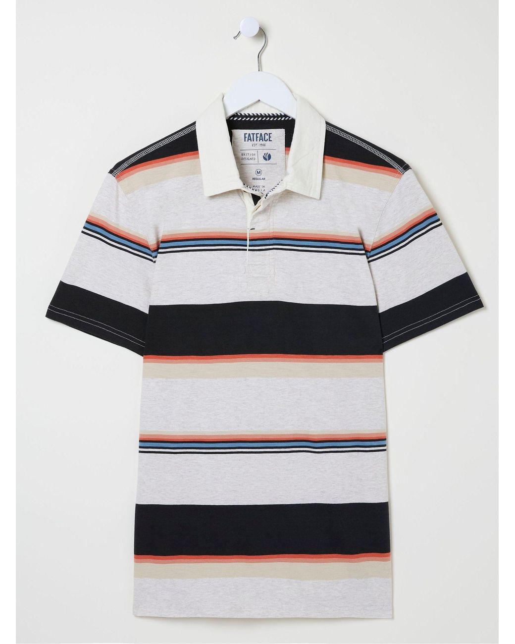 FatFace White Hastings Stripe Polo Shirt for men
