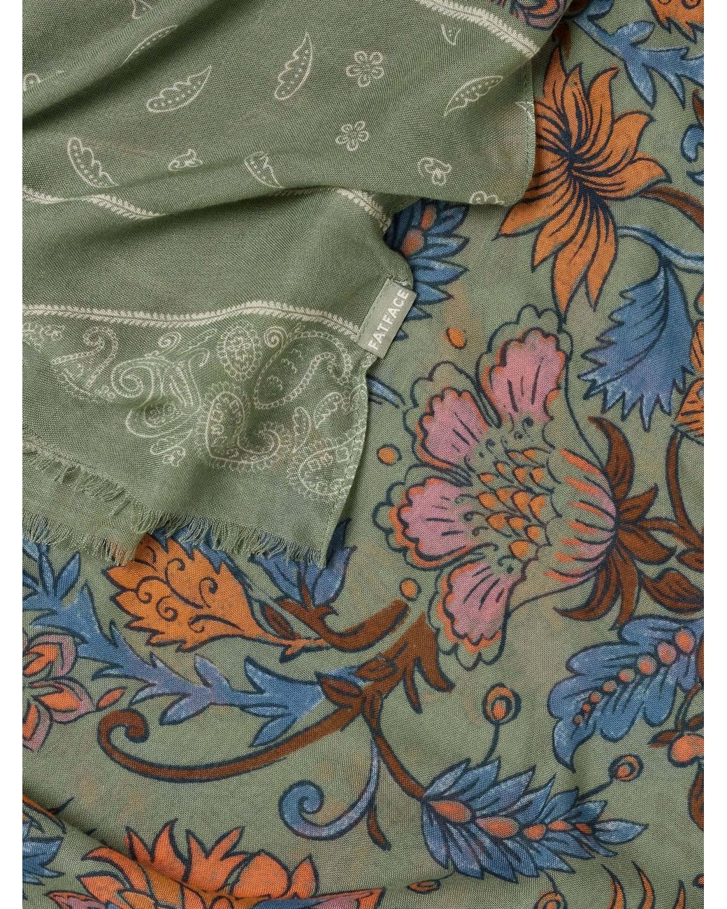 FatFace Green Fatface Paisley Floral Lightweight Scarf