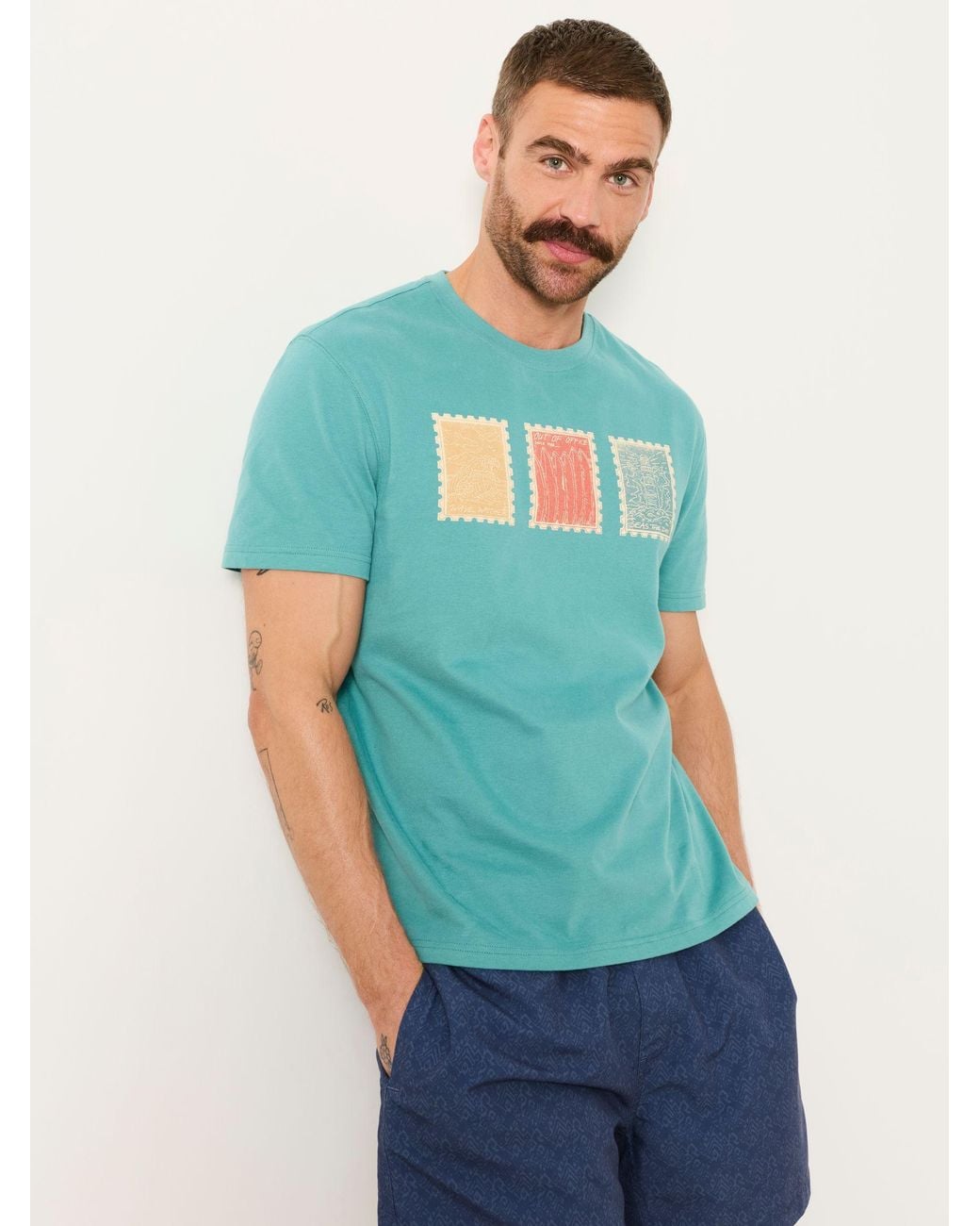 FatFace Green Landscape Stamp Graphic T-Shirt for men