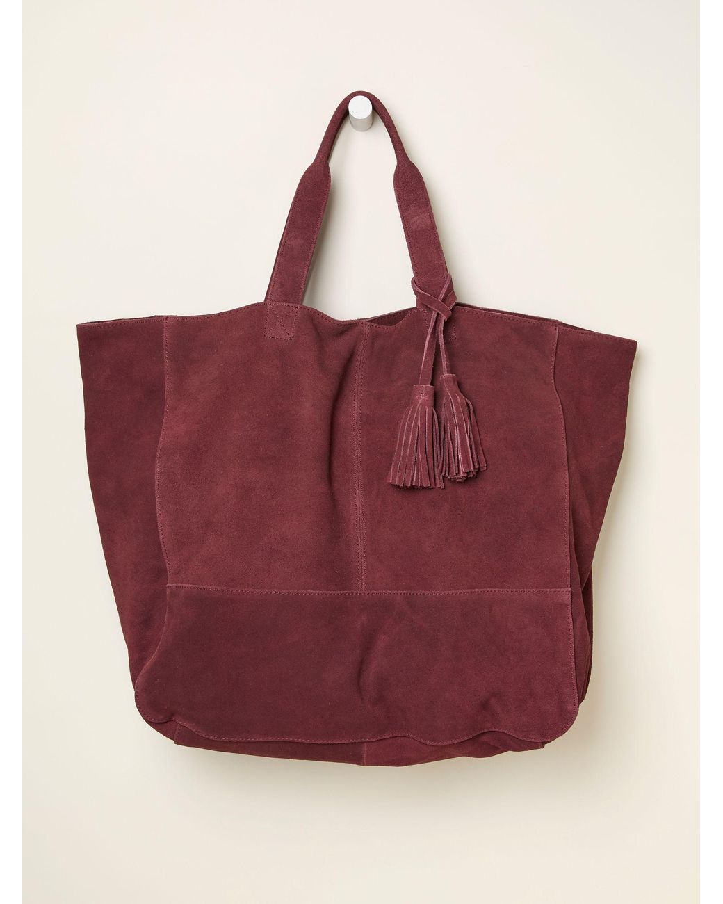 FatFace Red Margot Suede Tote Bag