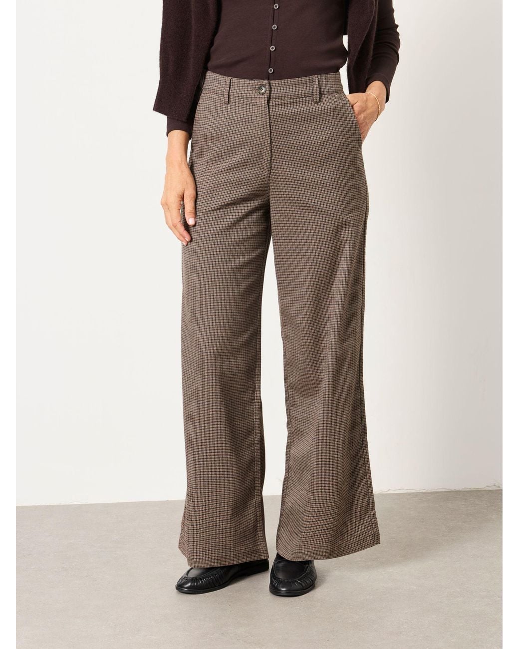 FatFace Brown Presley Mini Check Trousers
