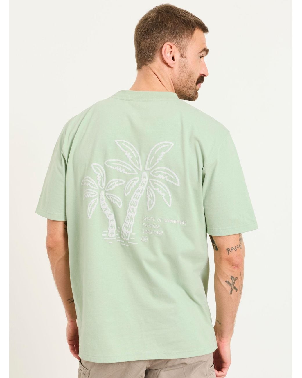 FatFace Green Relaxed Fit South Palm Graphic T-Shirt for men