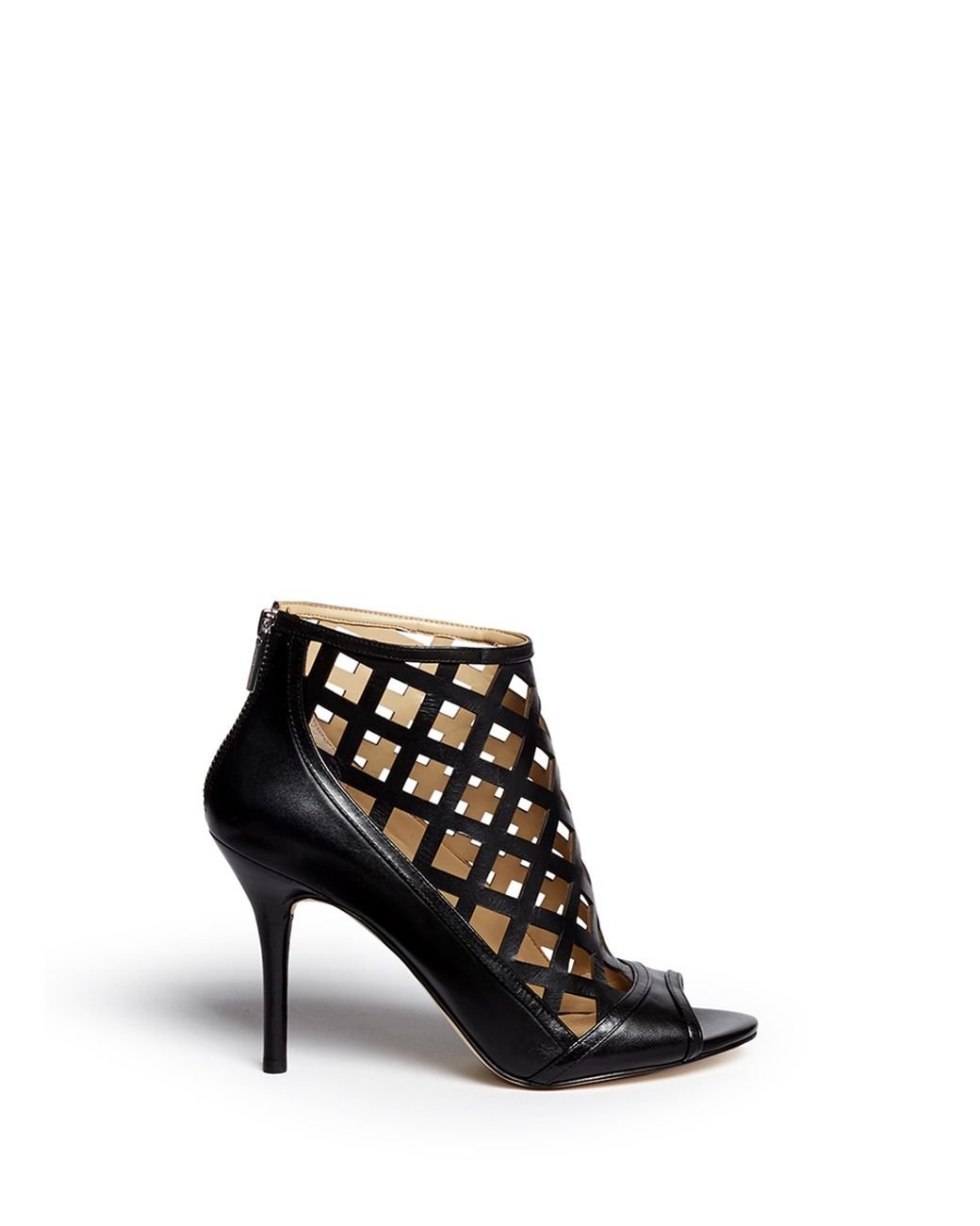 Michael Kors 'yvonne' Cutout Leather Open Toe Caged Booties in Black | Lyst