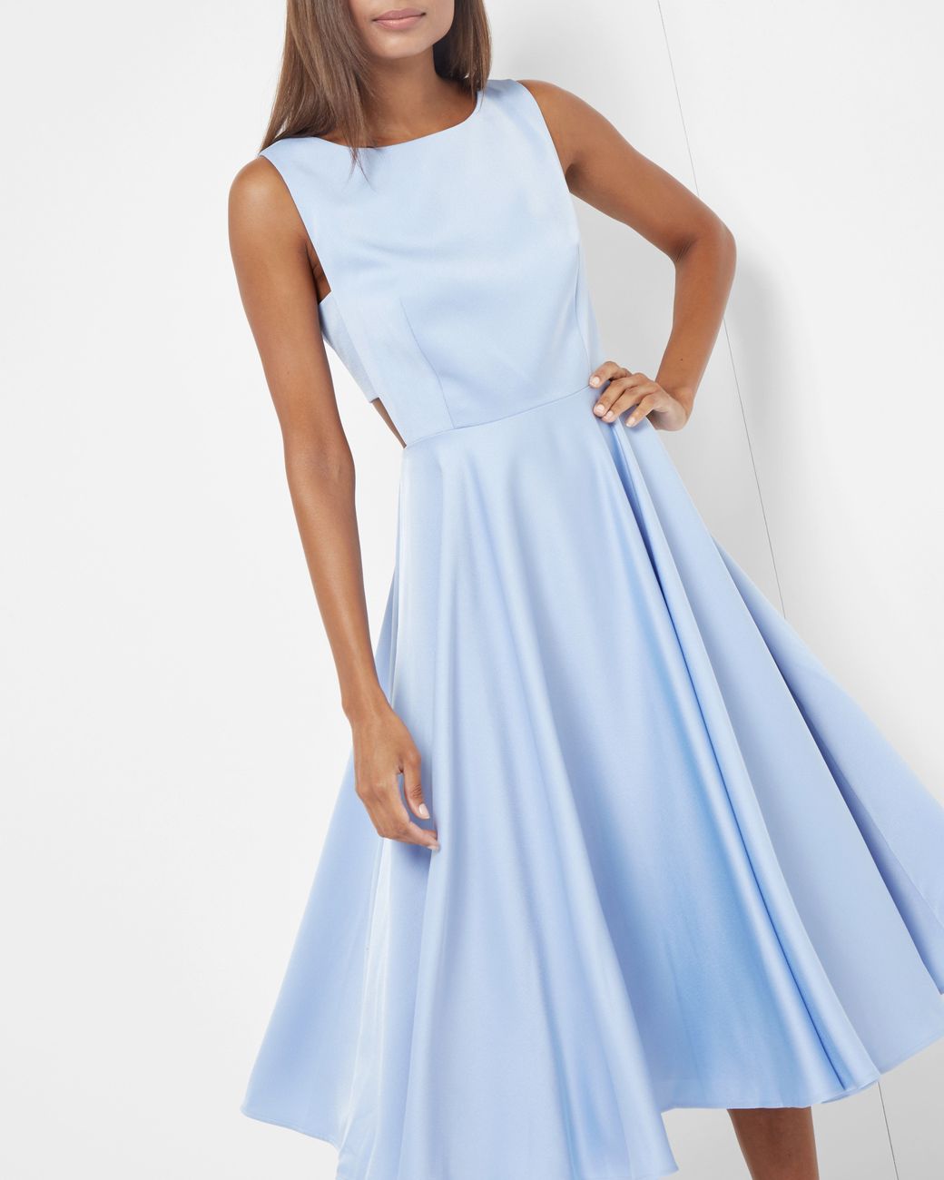 Ted Baker Synthetic Cut-out Midi Dress in Powder Blue (Blue) | Lyst