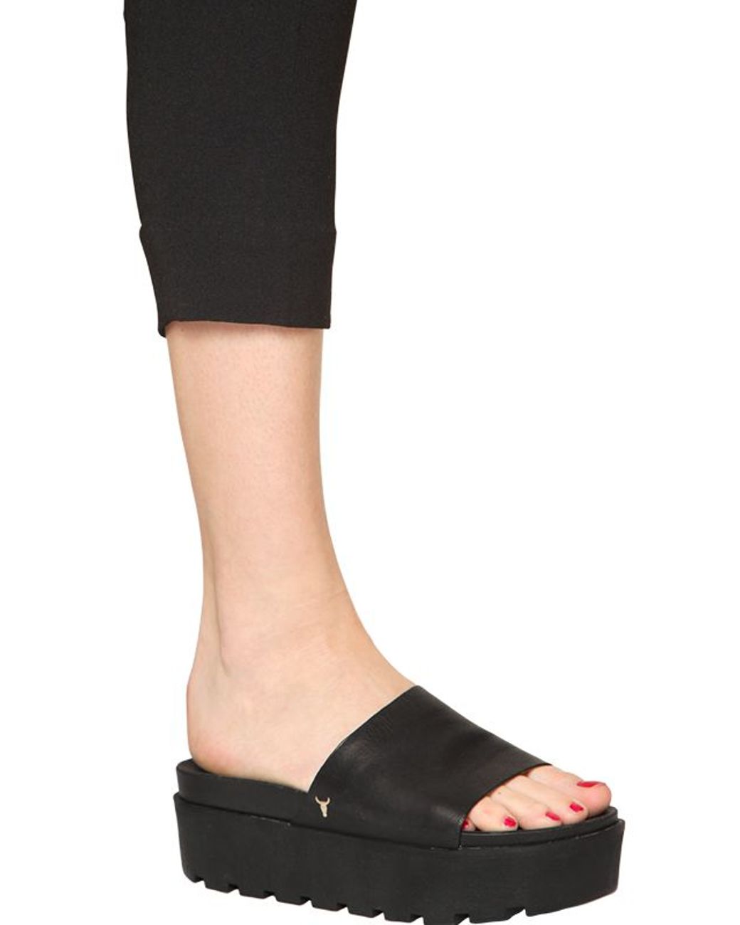 Windsor Smith Leather Platform Slides in Black | Lyst