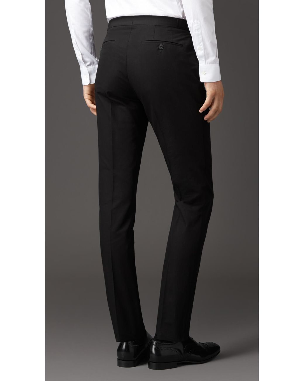 Burberry Slim Fit Cotton Trousers With Side Adjusters in Black for Men |  Lyst