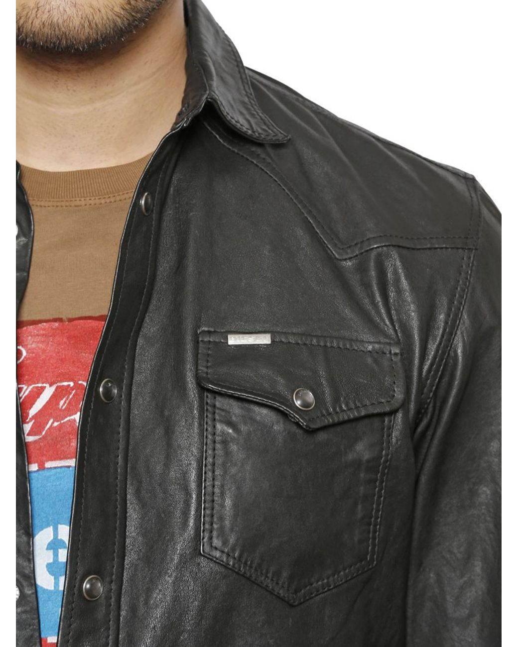 diesel leather shirt