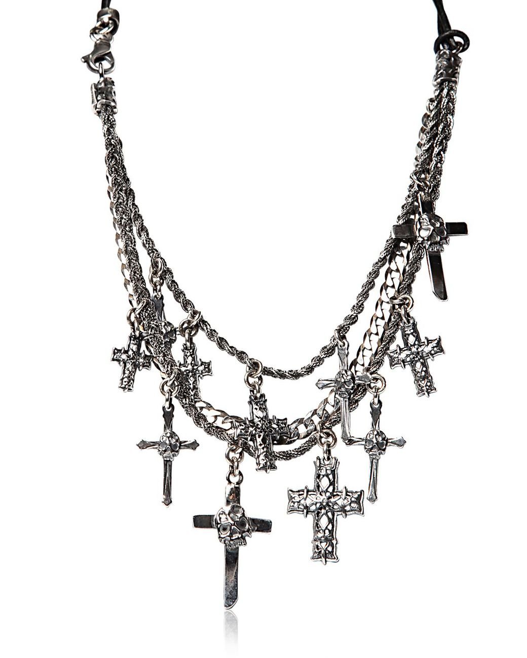 Emanuele Bicocchi Sterling Silver Multi Cross Necklace in Metallic for ...