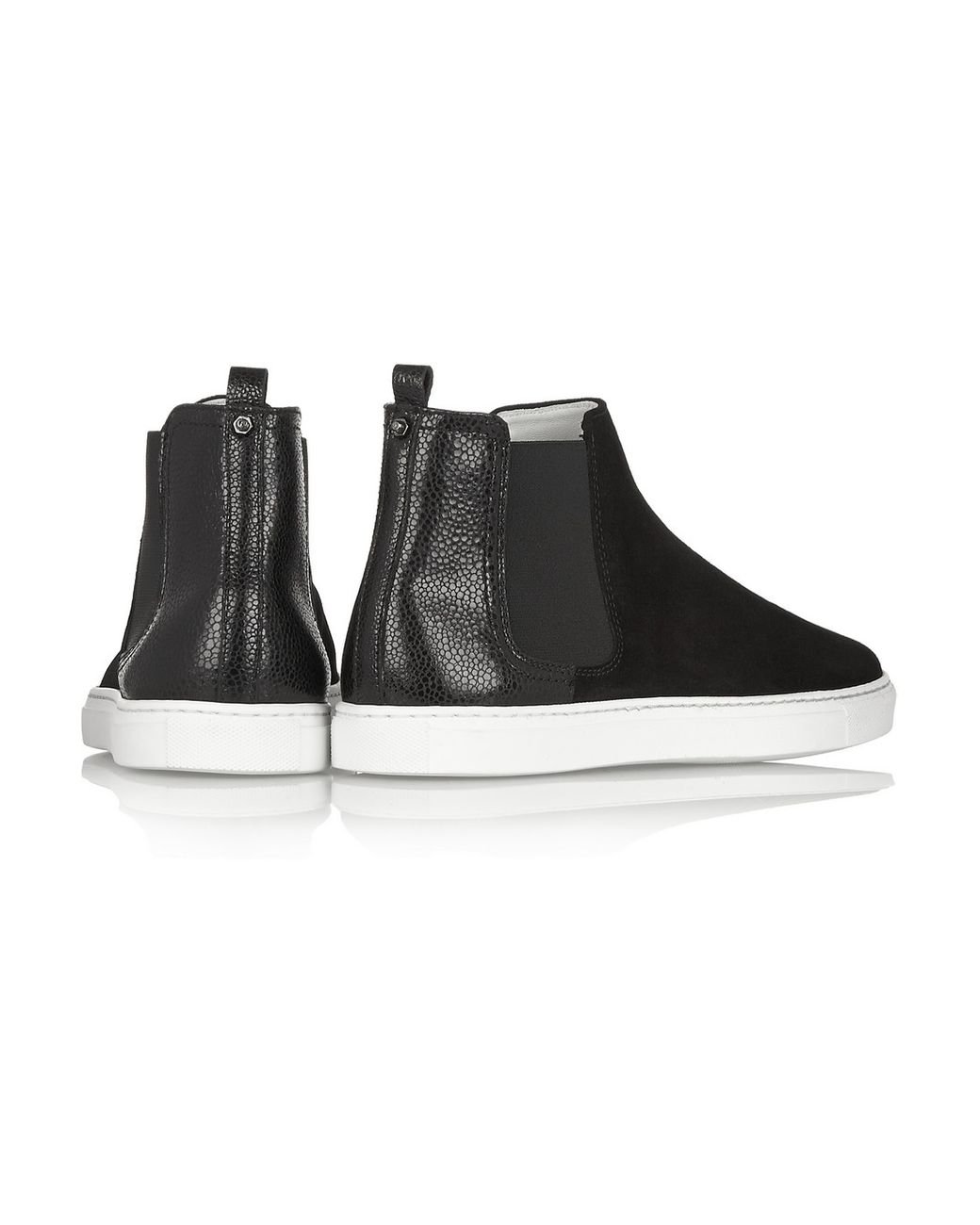 Lanvin Suede High-Top Slip-On Sneakers in Black | Lyst