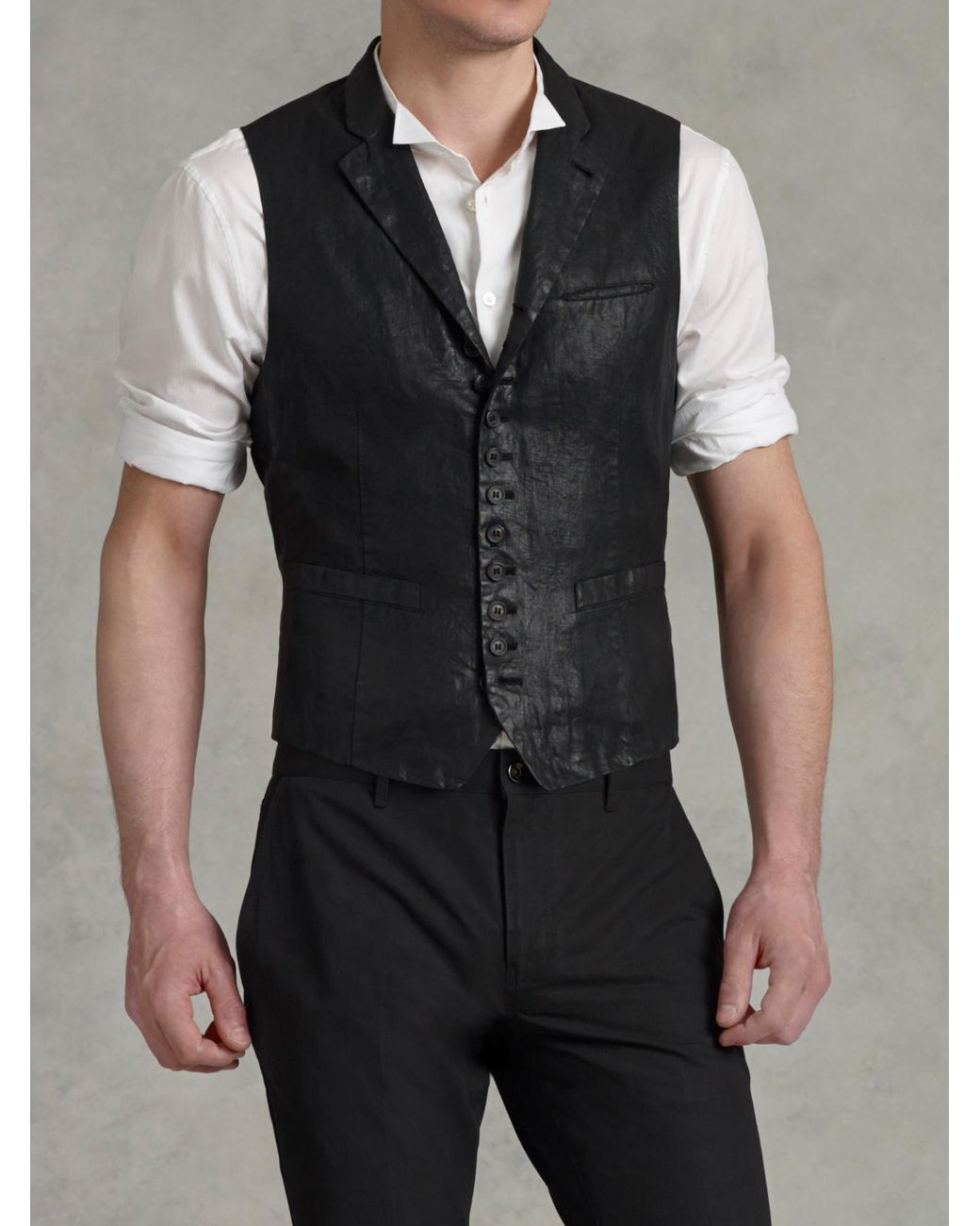 John Varvatos Multi Button Vest in Black for Men Lyst