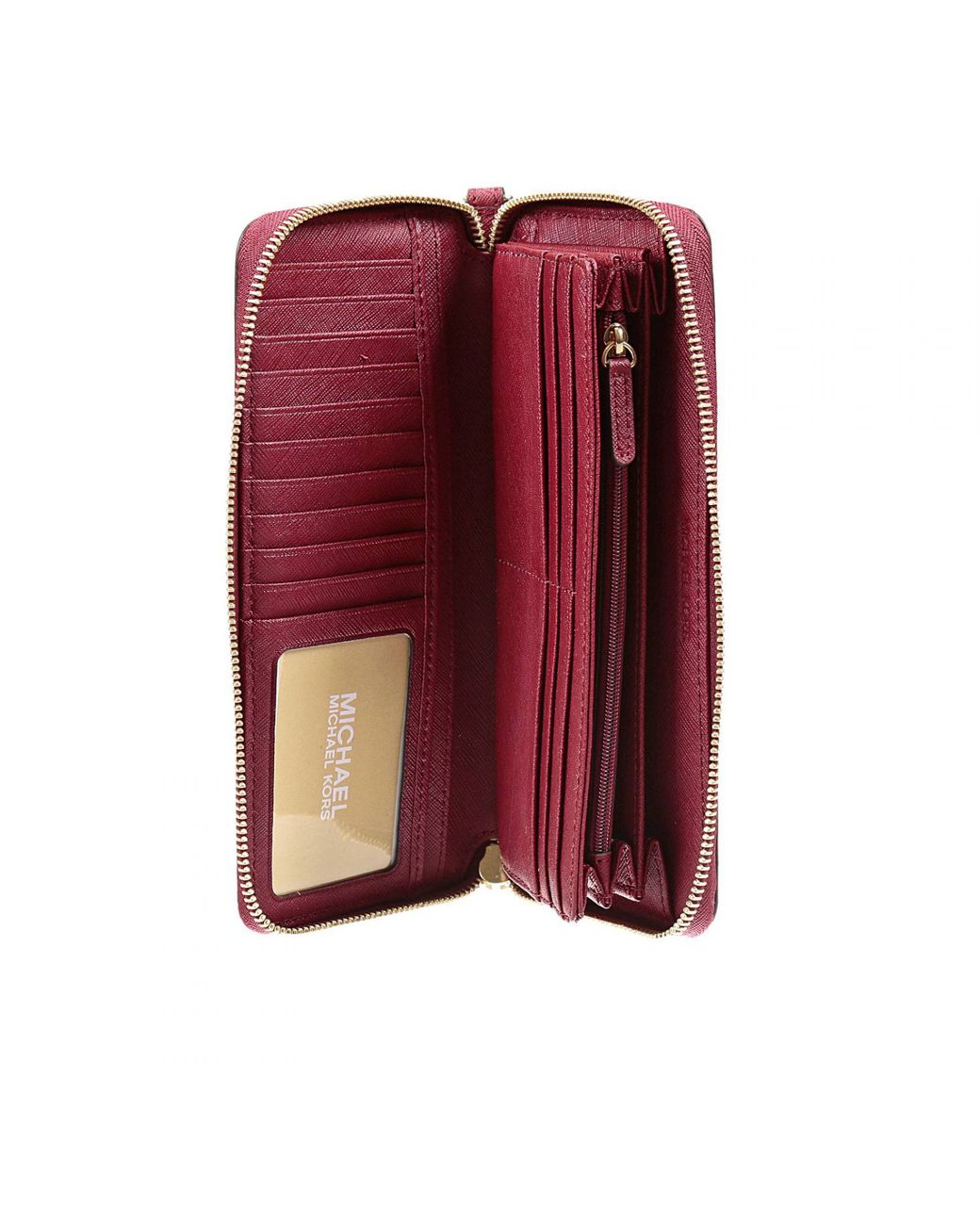Leather wallet Michael Kors Red in Leather - 27446536