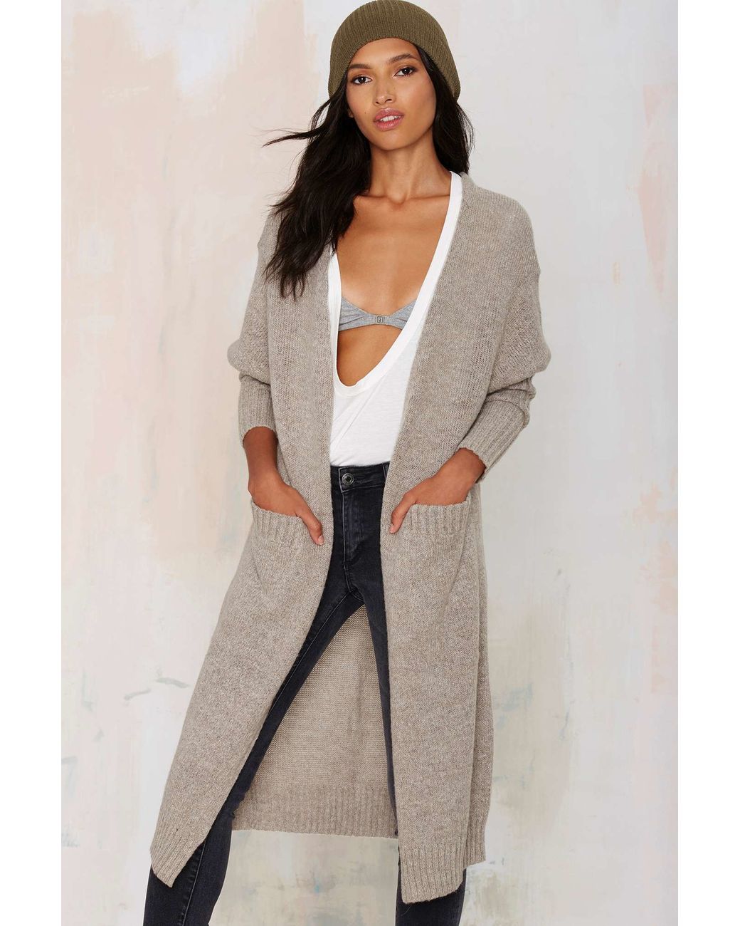 Nasty Gal So Heated Duster Cardigan in Natural | Lyst