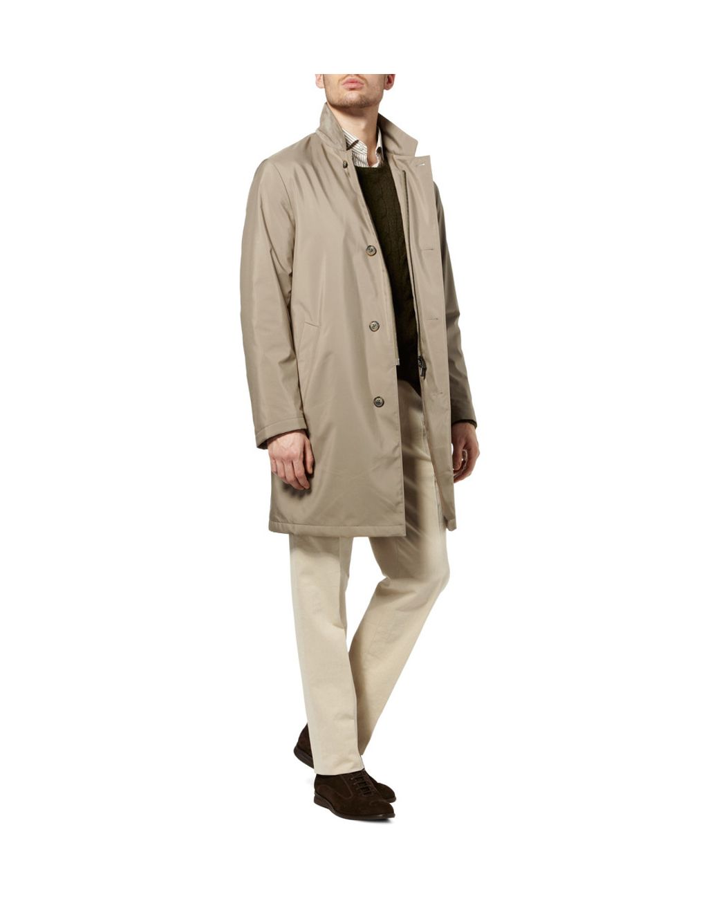 Loro Piana Storm System® Cashmere-Lined Rain Coat in Natural for Men | Lyst