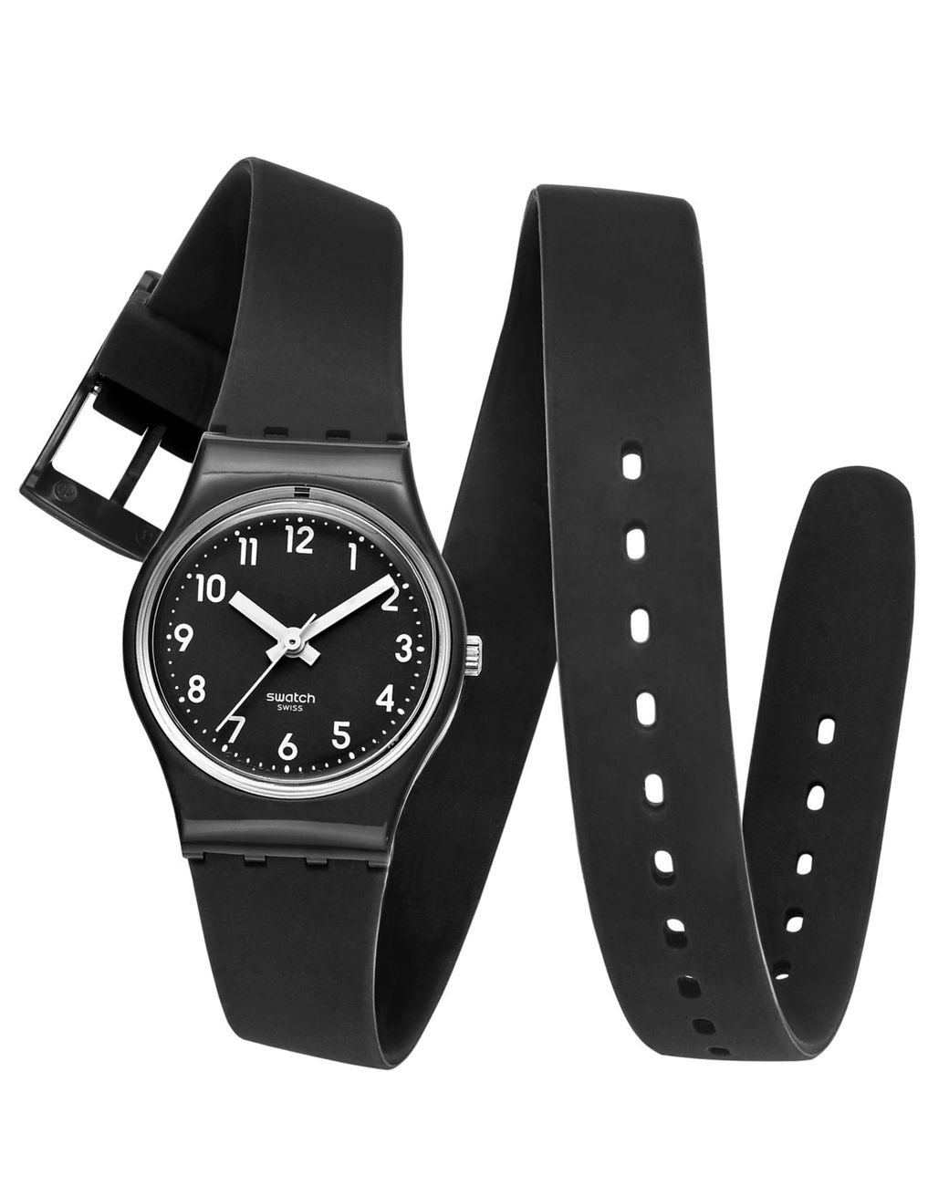 Swatch Women's Swiss Lady Black Black Silicone Wrap Around Strap 25mm Lb170  | Lyst