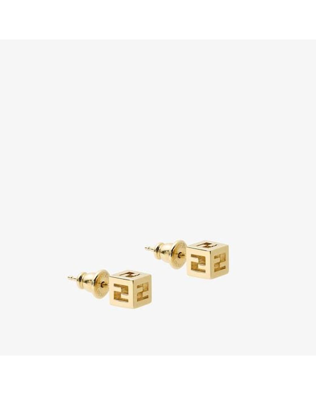 Fendi Metallic Faces Stud Earrings