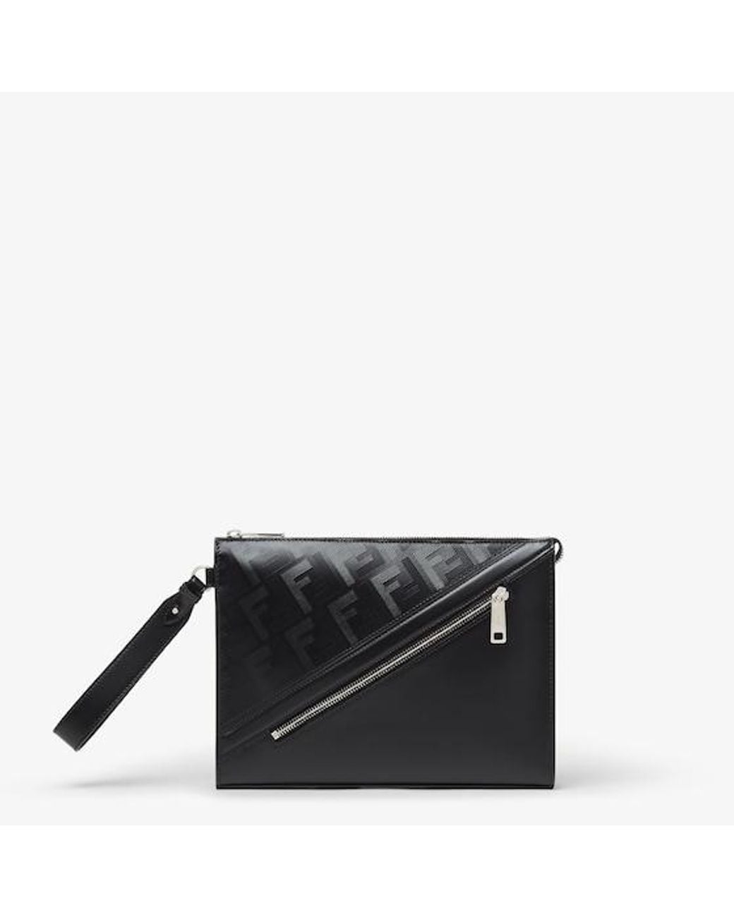 Fendi Black Shadow Diagonal Clutch for men