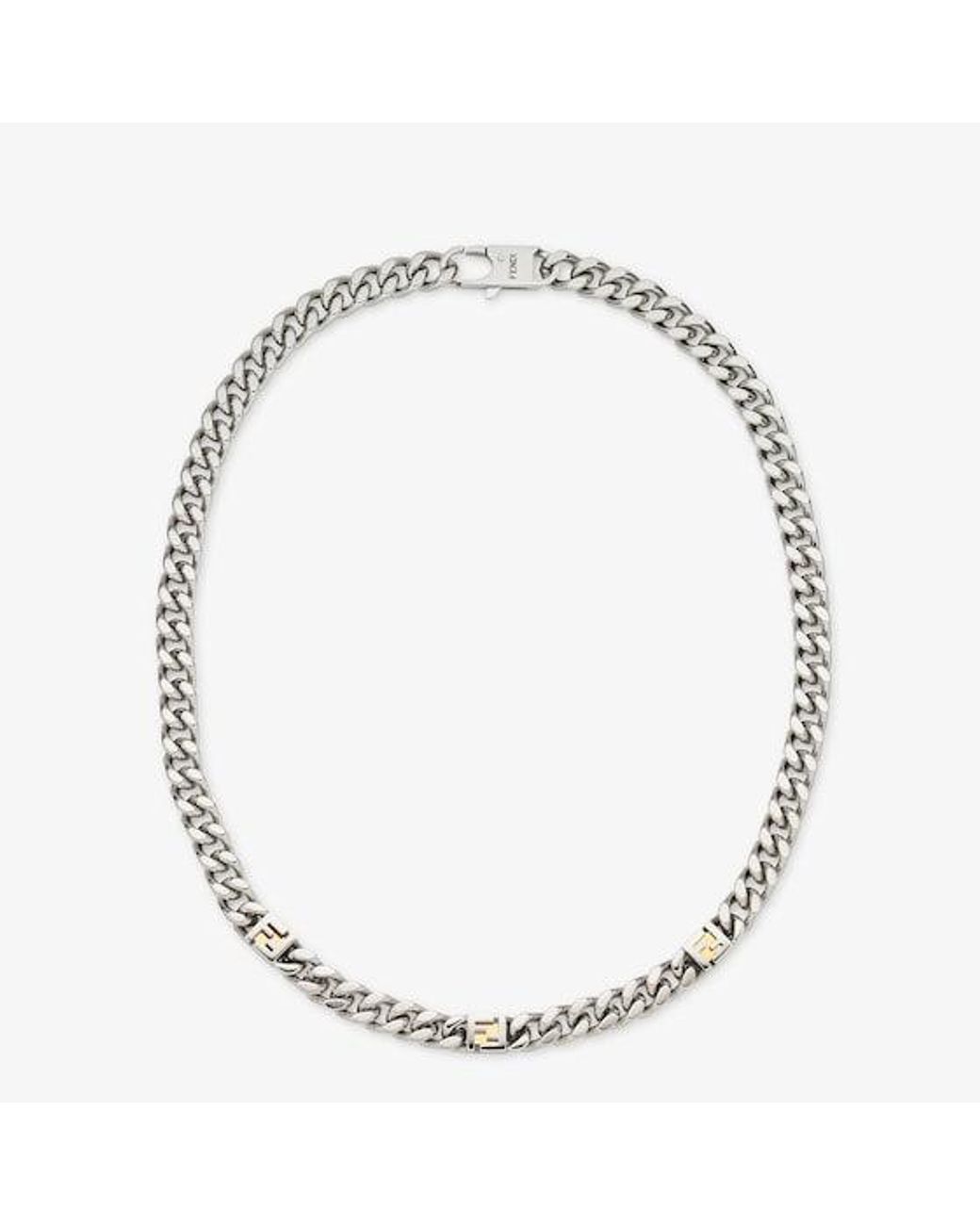 Fendi Metallic Ff Cube Necklace for men