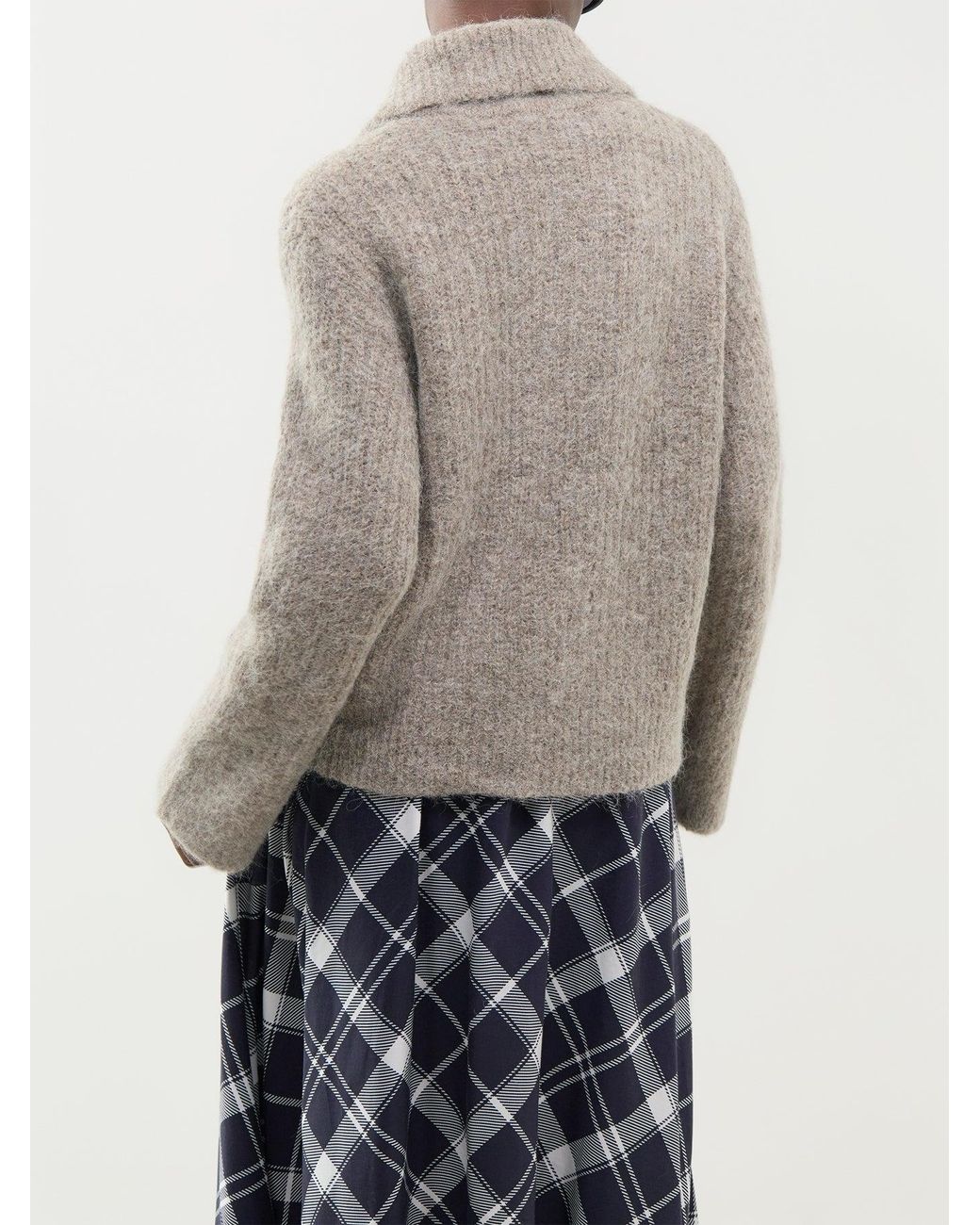 SELECTED Gray Alpaca Blend Gabriella Long-Sleeved Zip Cardigan