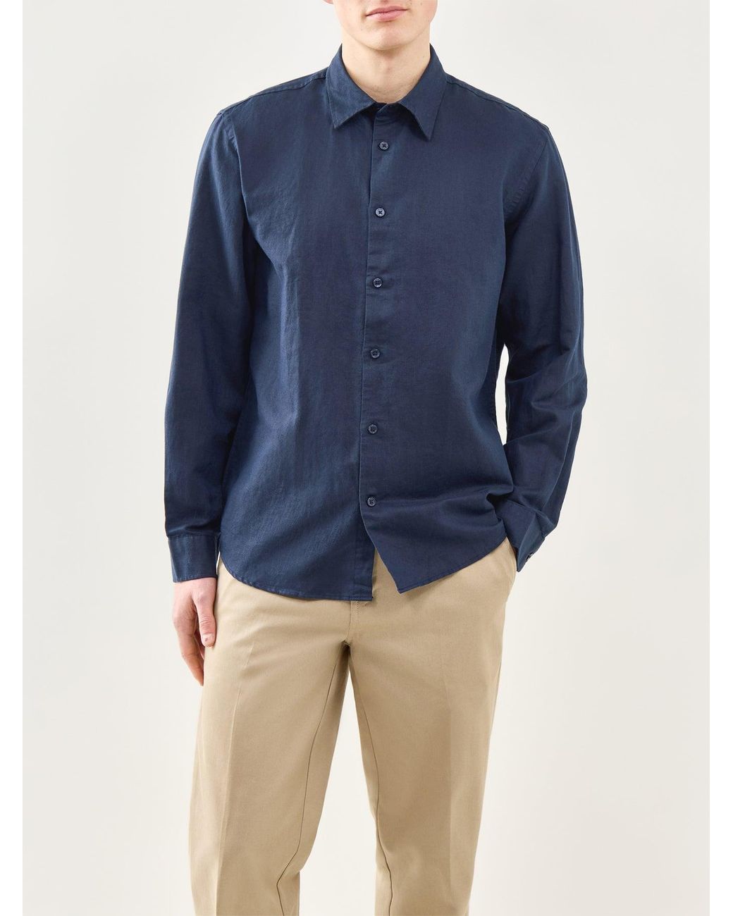 SELECTED Blue Blend Long Sleeve Shirt for men