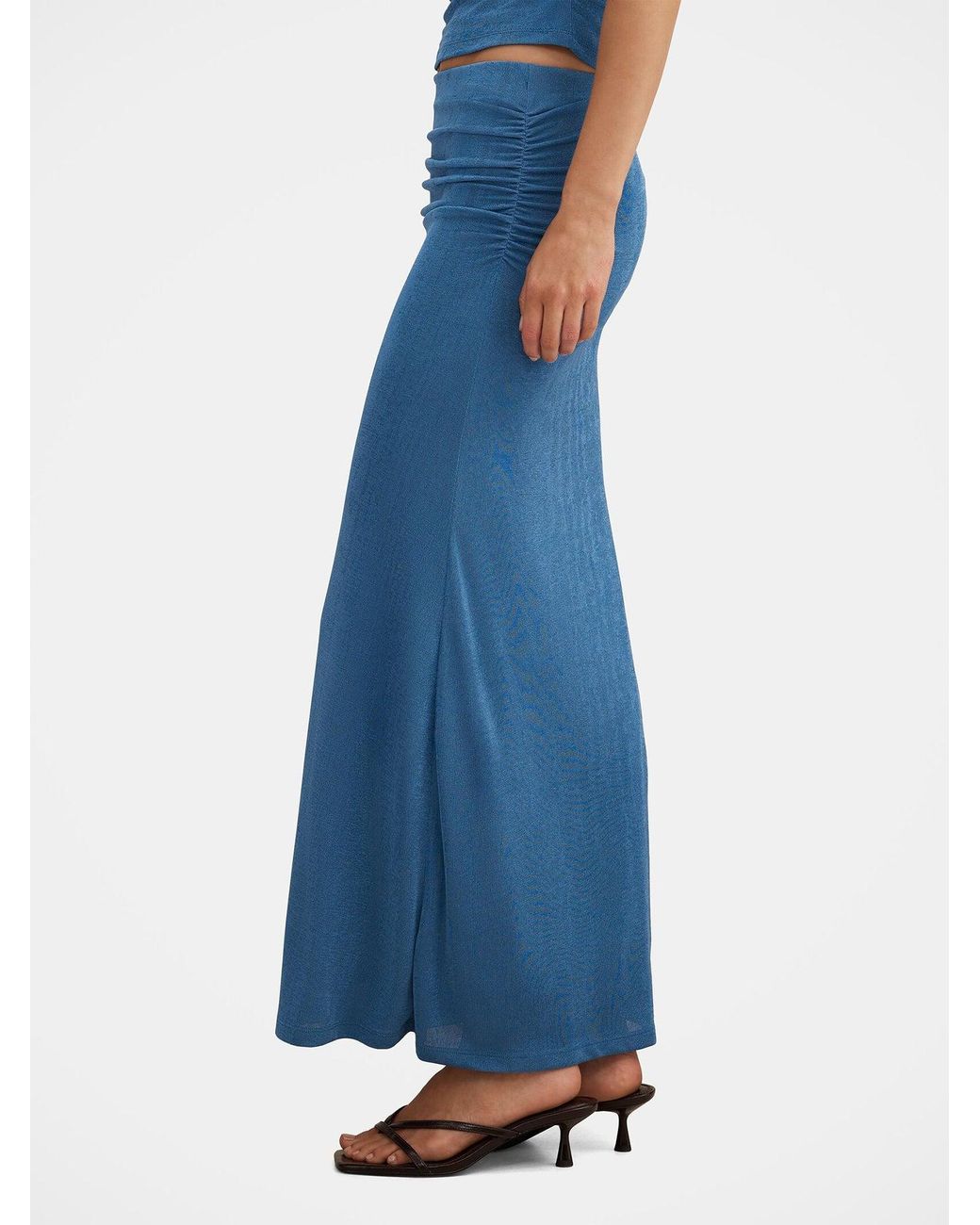 Forever New Blue Arabella Flute Maxi Skirt