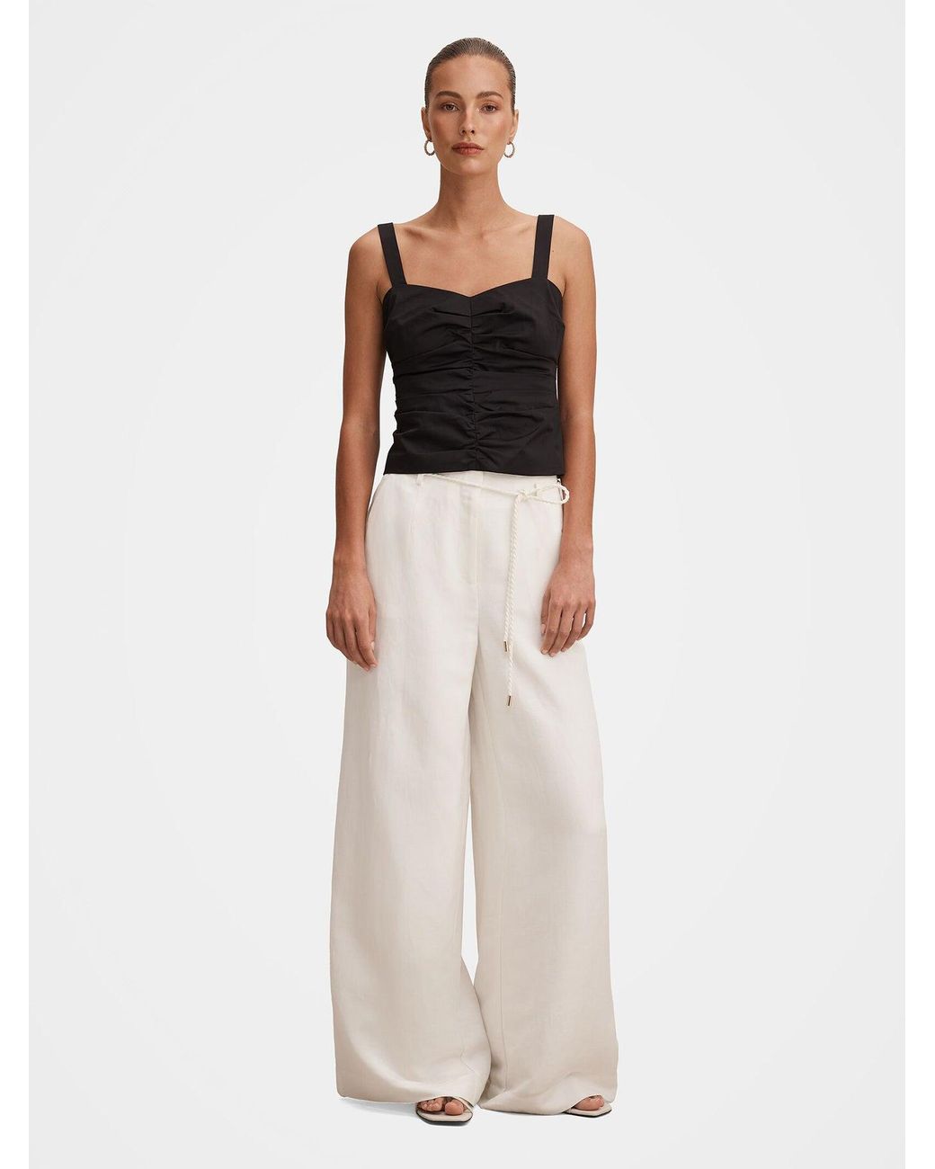 Forever New White Myla Wide Leg Trousers